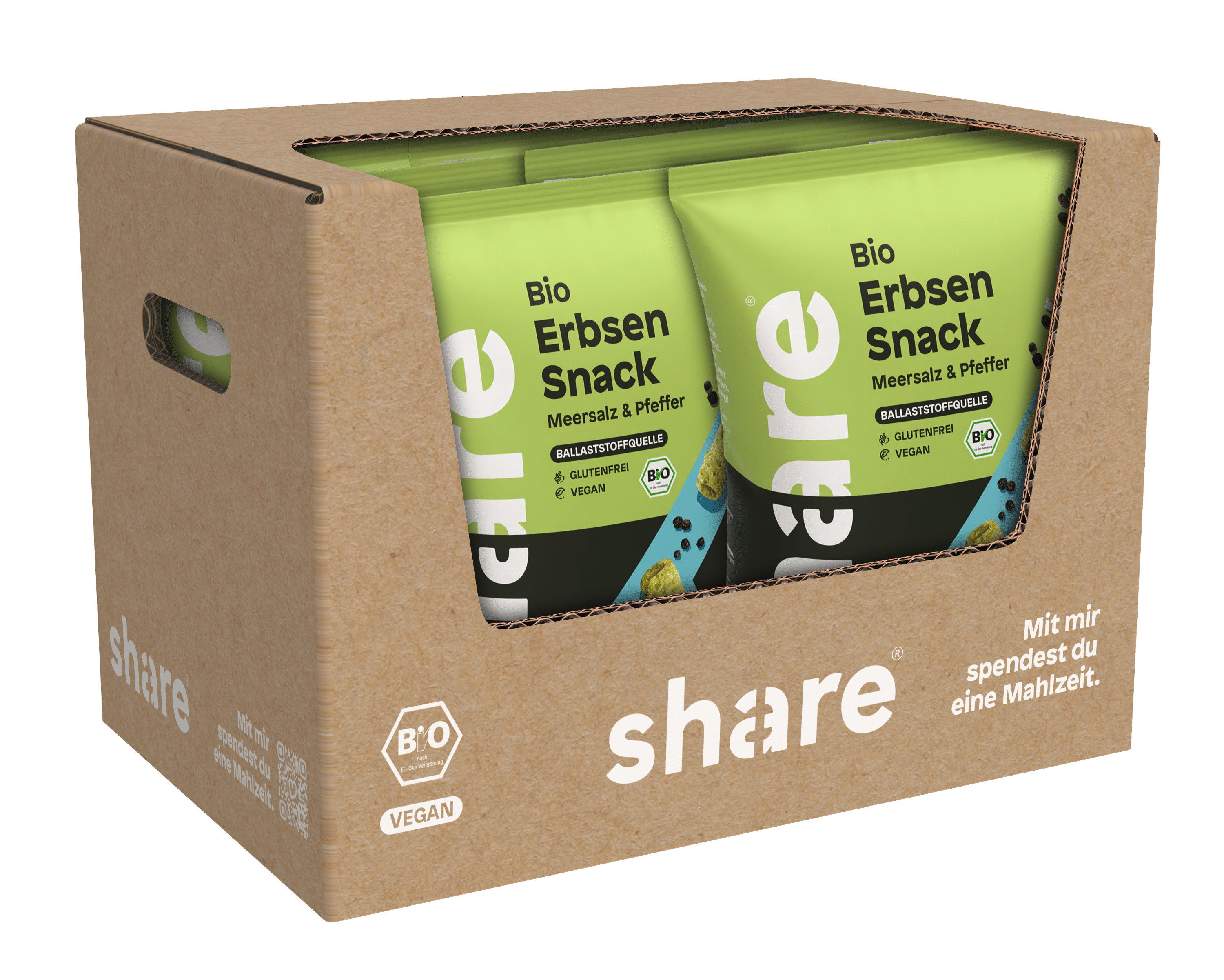 share Chips Bio Erbsen Snack Meersalz & Pfeffer 6x75g