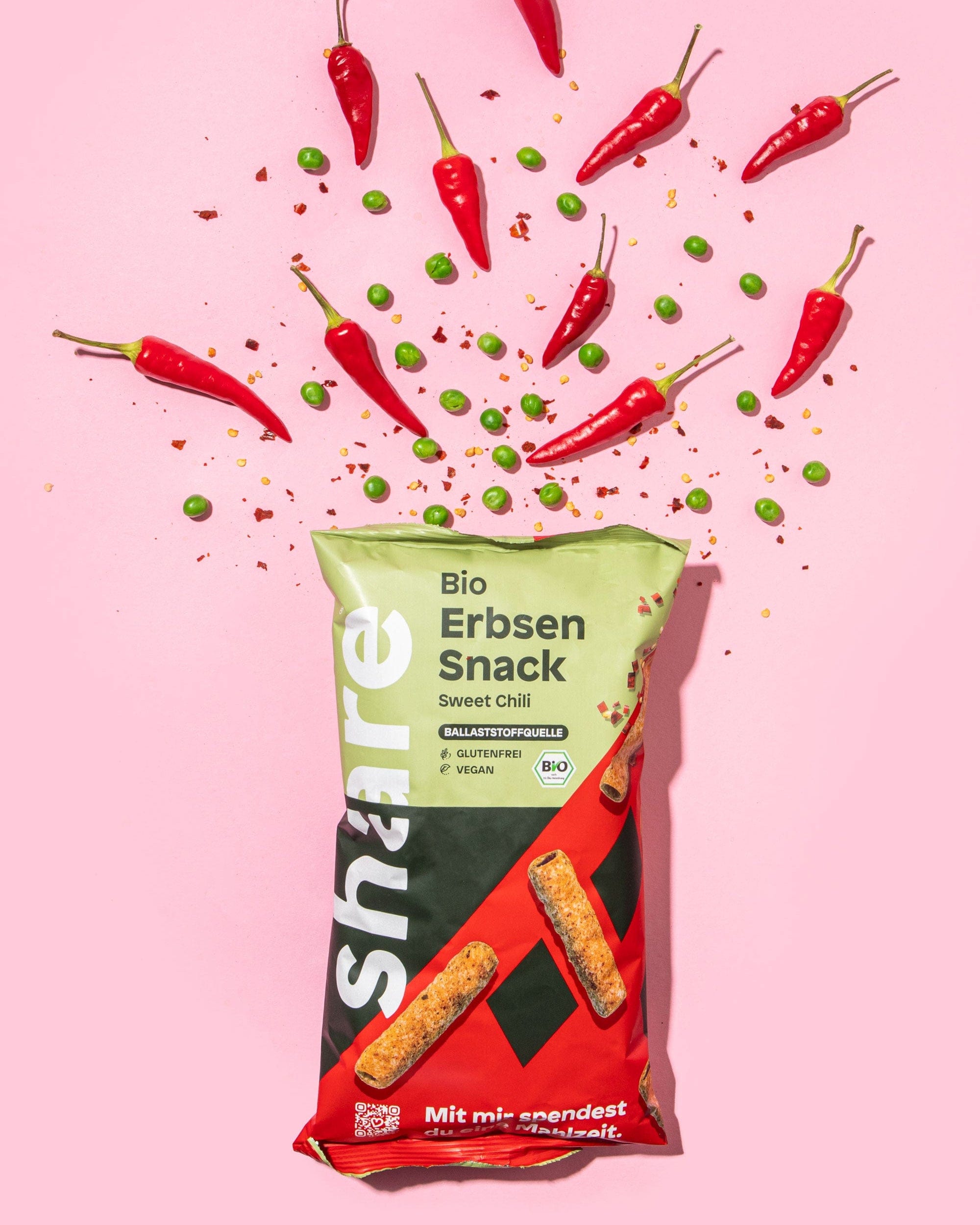 share Chips Bio Erbsen Snack Sweet Chili 6x75g