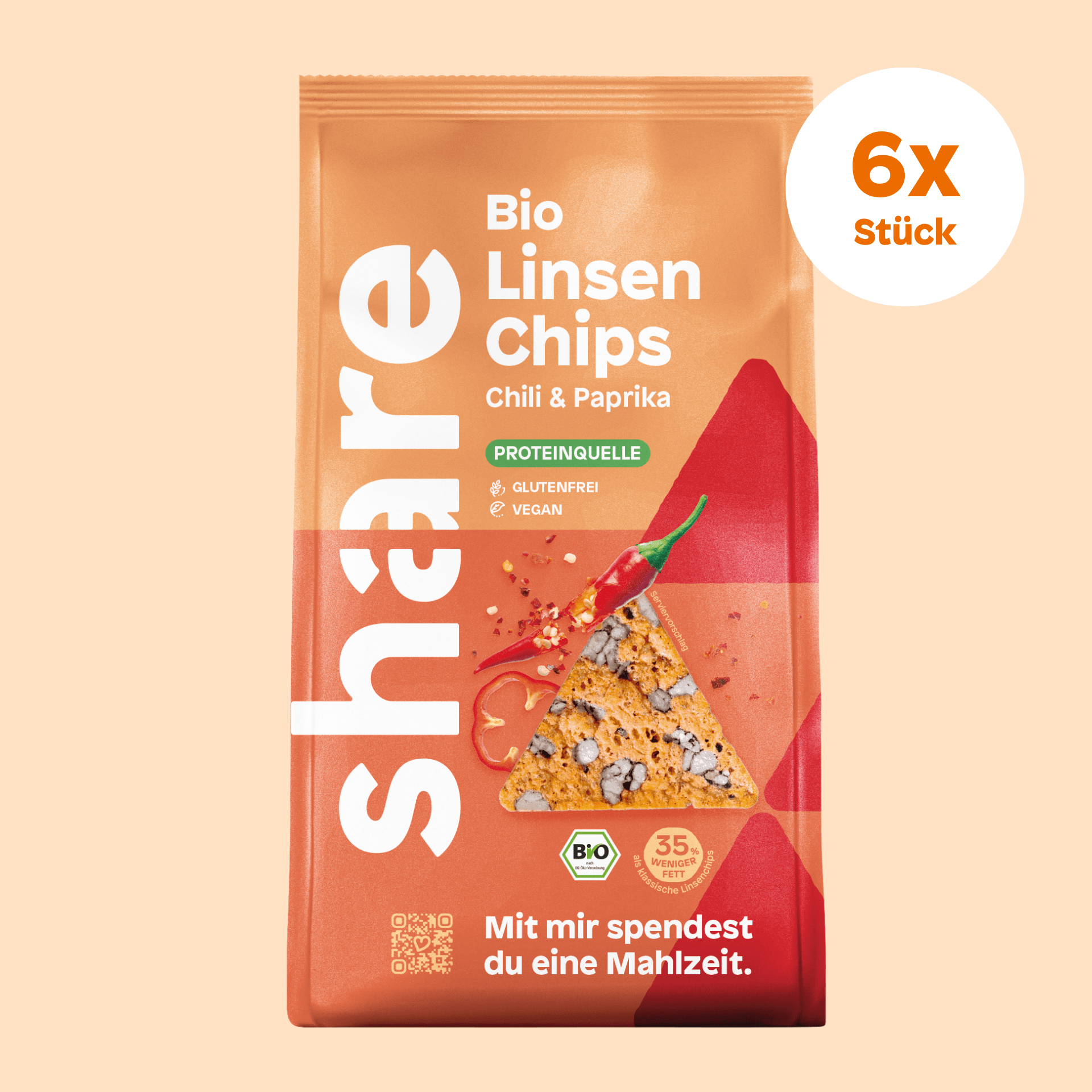 share Chips Bio Linsenchips Chili & Paprika 6x80g