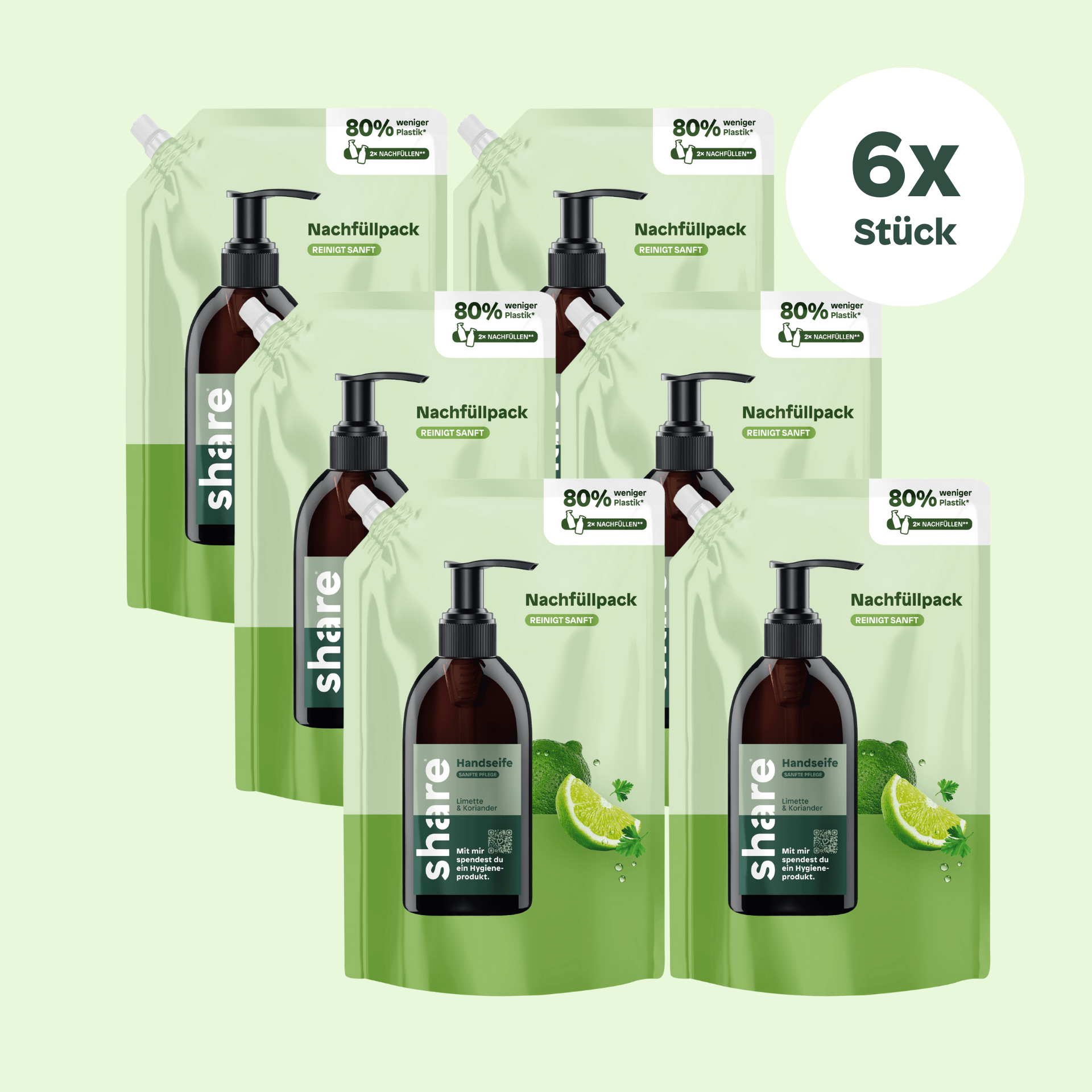share Flüssigseife Flüssigseife Nachfüllbeutel Limette & Koriander 6x500ml