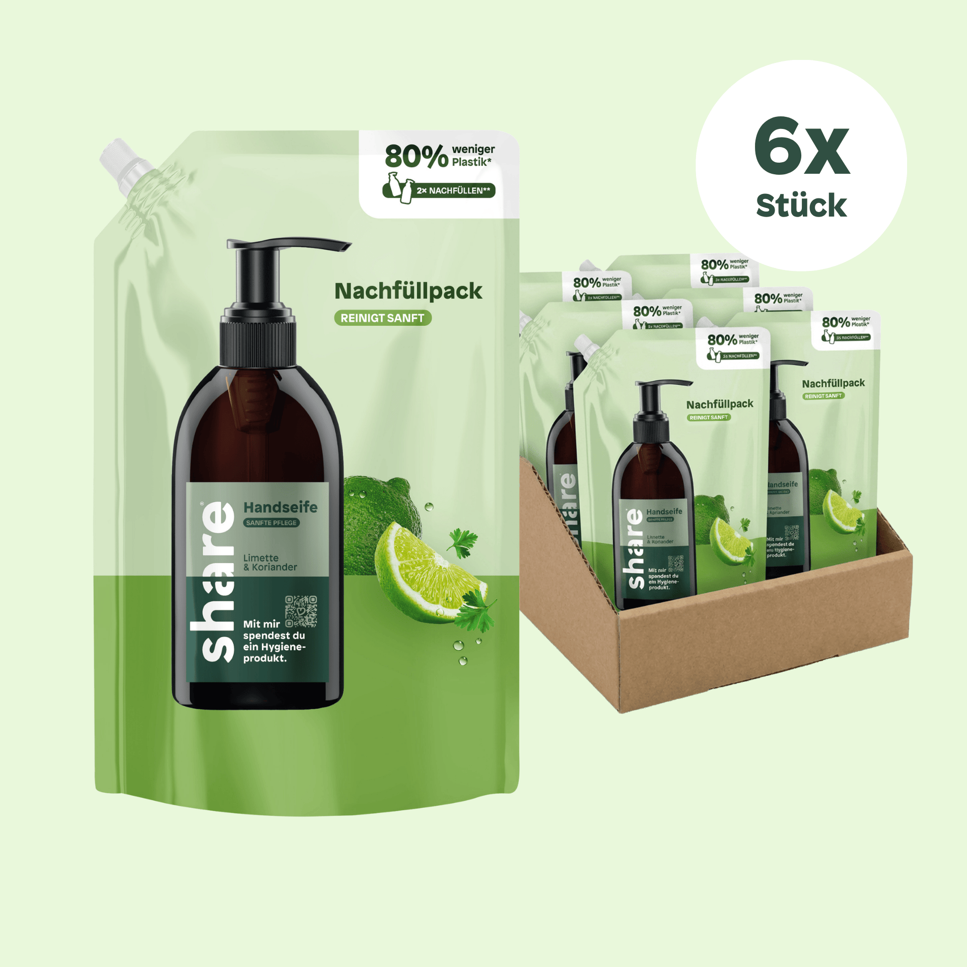 share Flüssigseife Flüssigseife Nachfüllbeutel Limette & Koriander 6x500ml