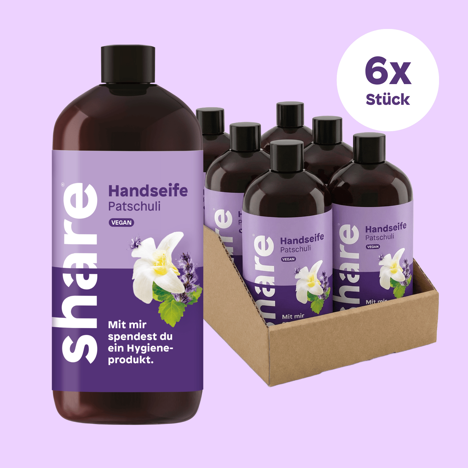 share Flüssigseife Flüssigseife Nachfüllflasche Patschuli 6x500ml
