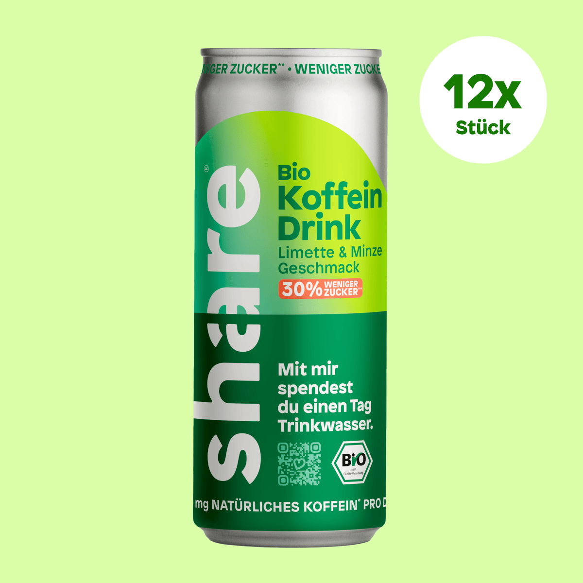 share Lebensmittel Bio Koffein Drink Limette Minze 12x250ml