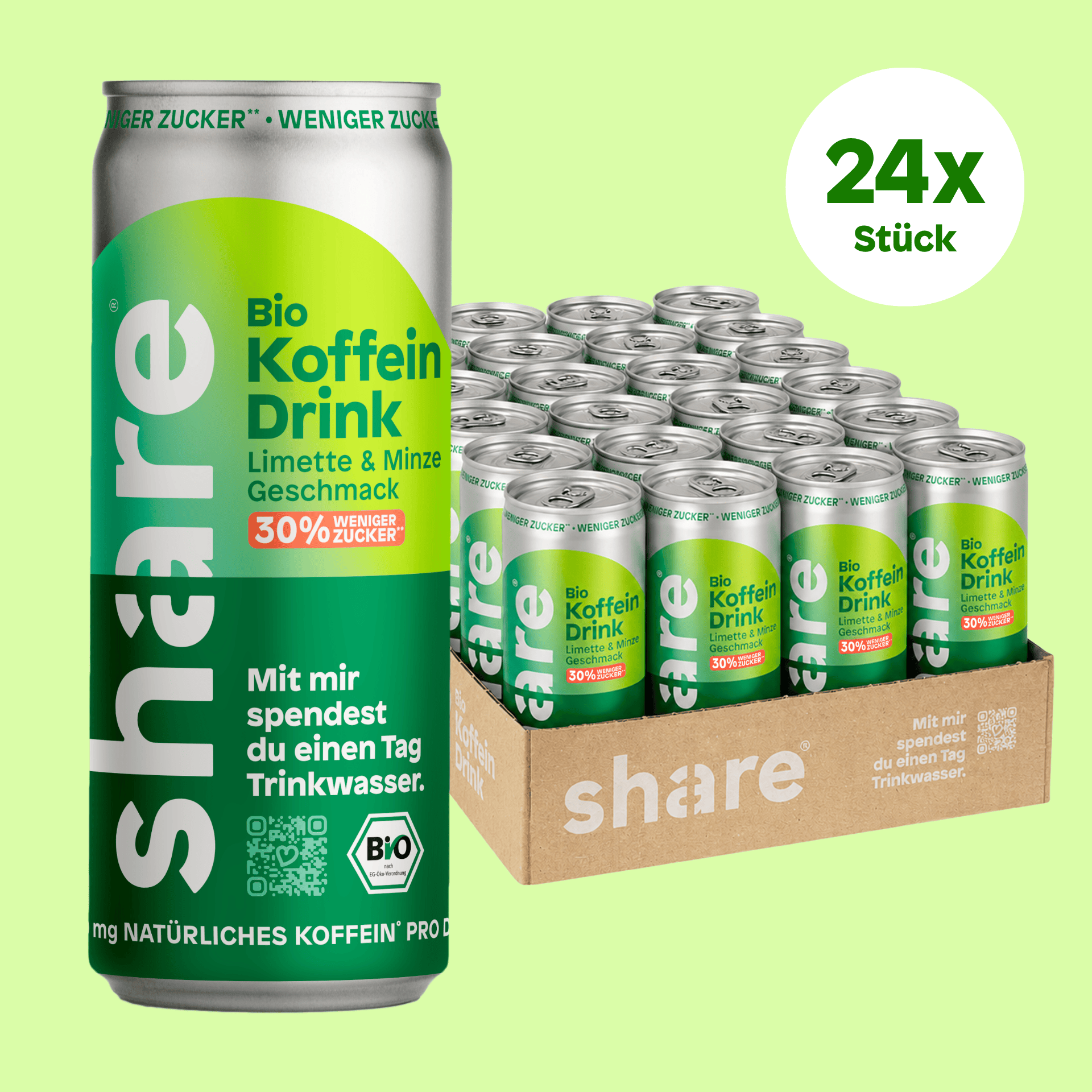 share Lebensmittel Bio Koffein Drink Limette Minze 24x250ml