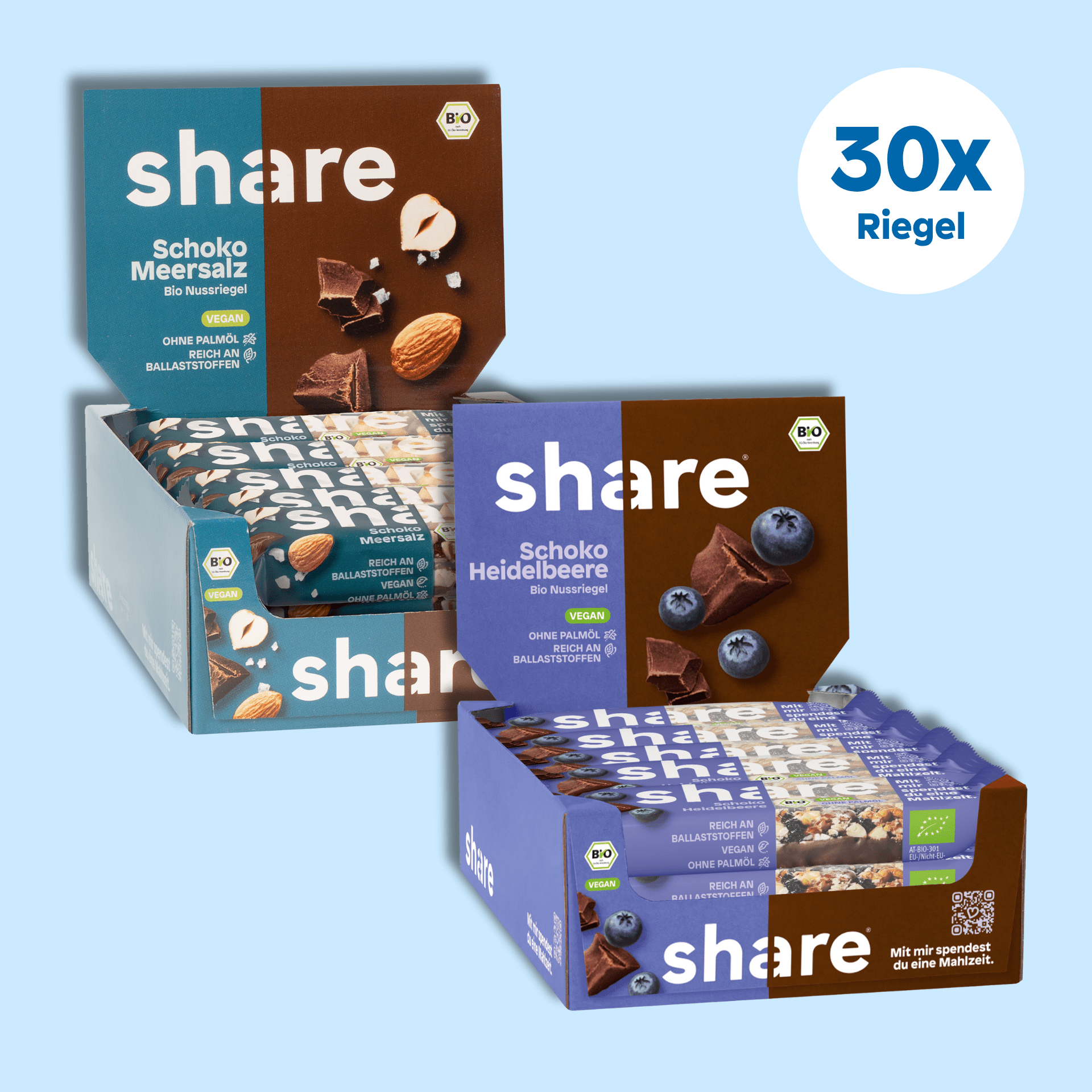 share Nussriegel Bio Nussriegel Bundle Schoko Meersalz & Schoko Heidelbeere