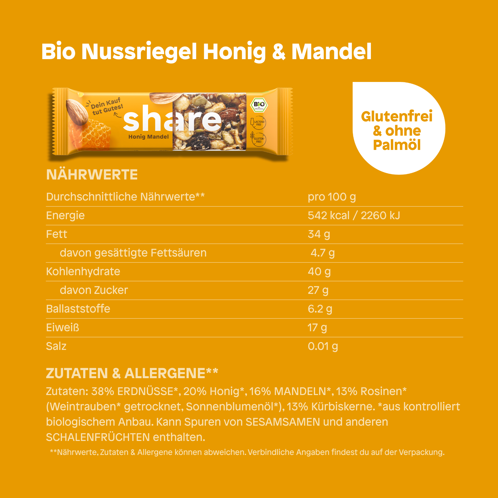 share Nussriegel Bio Nussriegel Honig & Mandel 15x35g