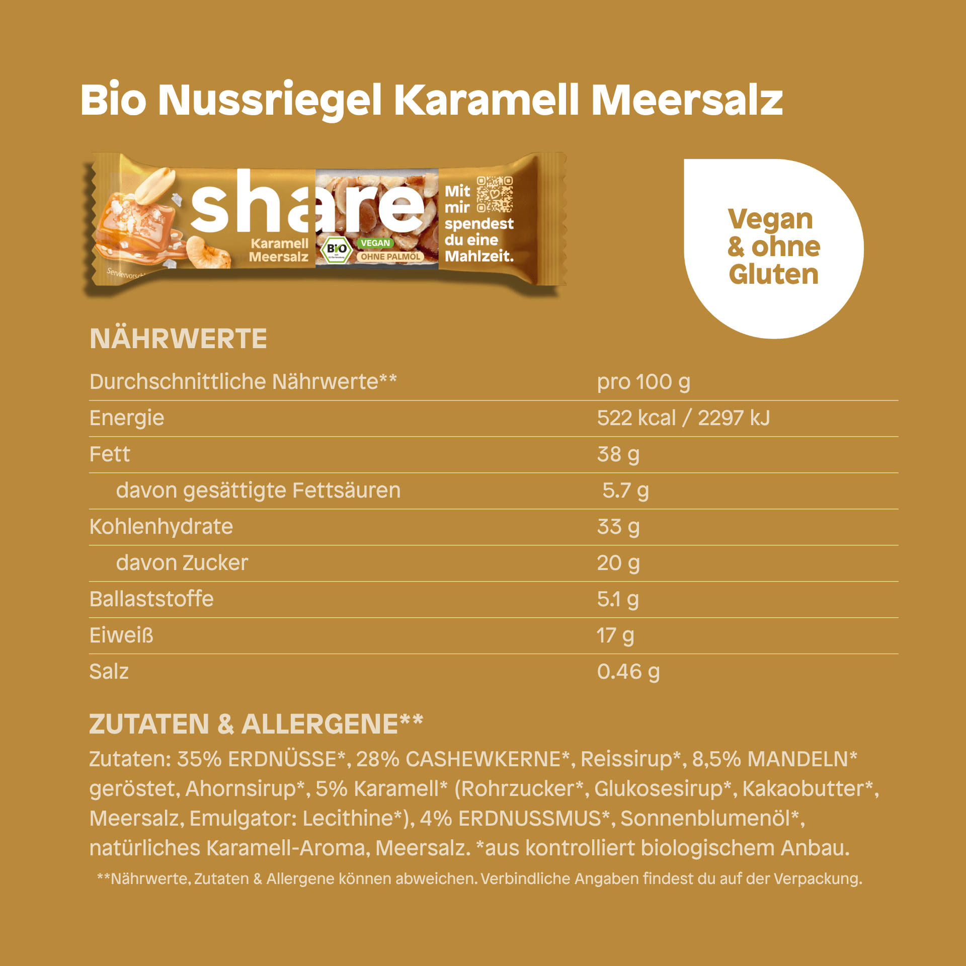 share Nussriegel Bio Nussriegel Karamell Meersalz 15x35g
