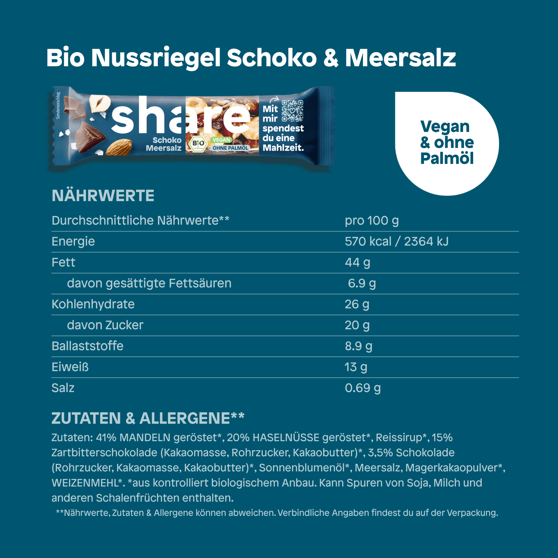 share Nussriegel Bio Nussriegel Schoko & Meersalz 15x35g
