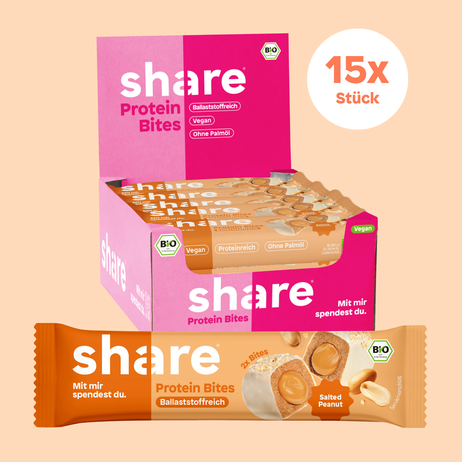 share Proteinriegel Bio Protein Bites Salted Peanut 15x40g