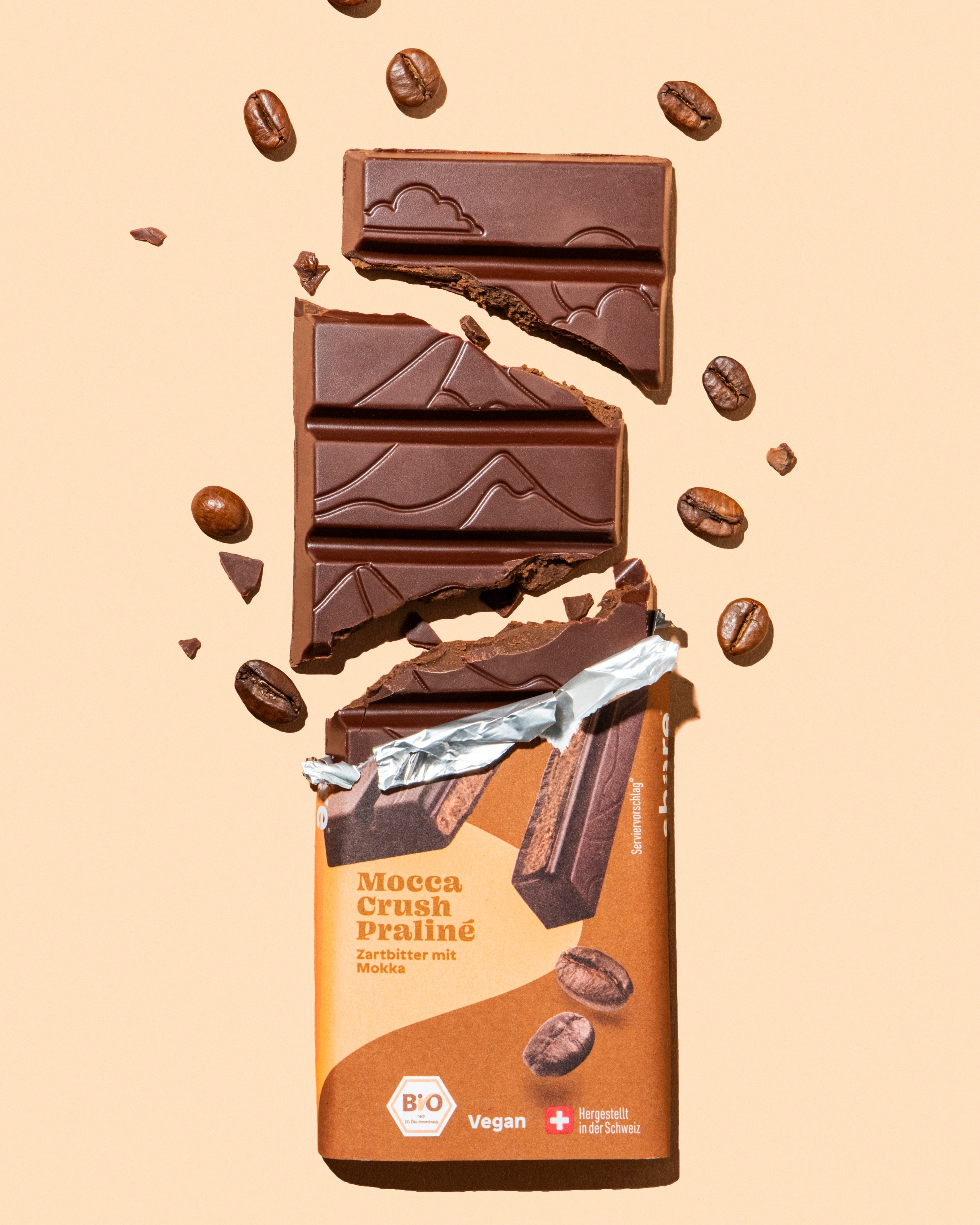 share Tafelschokolade Vegane Schokoladentafel Mocca Crush Praliné 12x80g