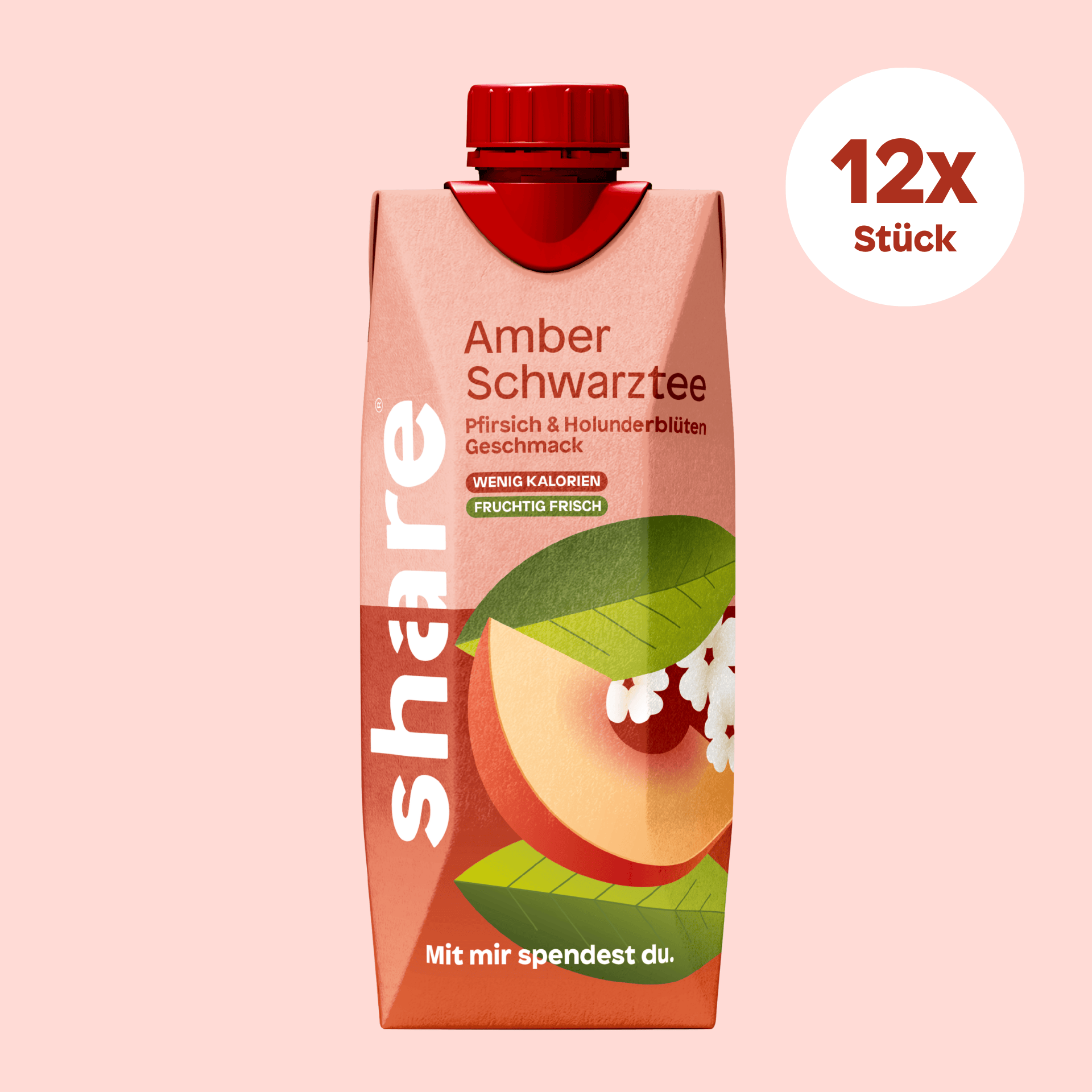 share Teegetränk Bio Teegetränk Amber Schwarztee Pfirsich Holunderblüte 12x500ml