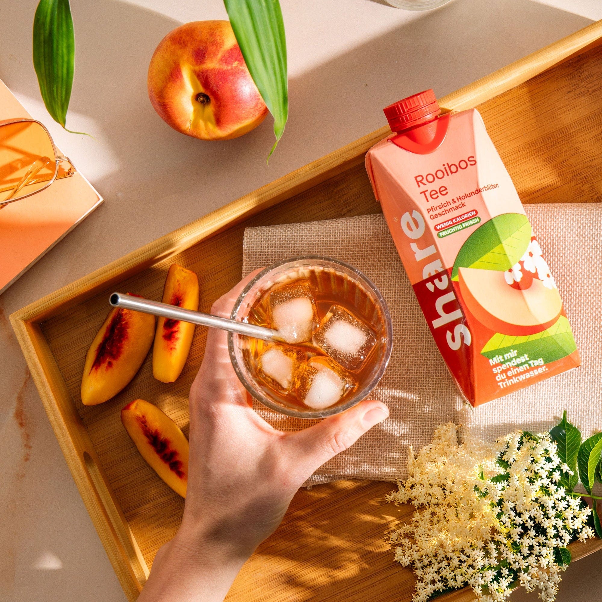 share Teegetränk Bio Teegetränk Rooibos Pfirsich Holunderblüte 12x0,5L