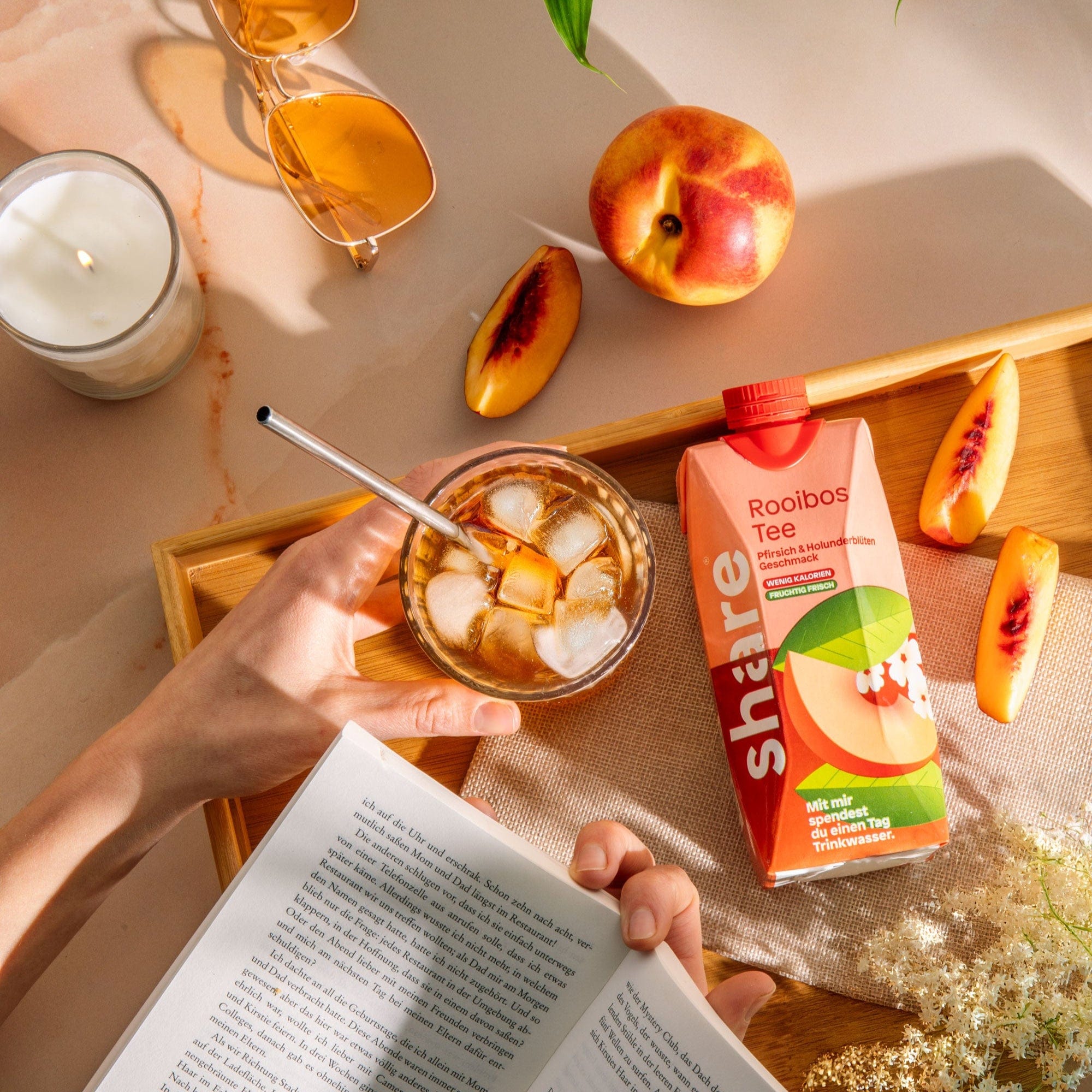 share Teegetränk Bio Teegetränk Rooibos Pfirsich Holunderblüte 12x0,5L