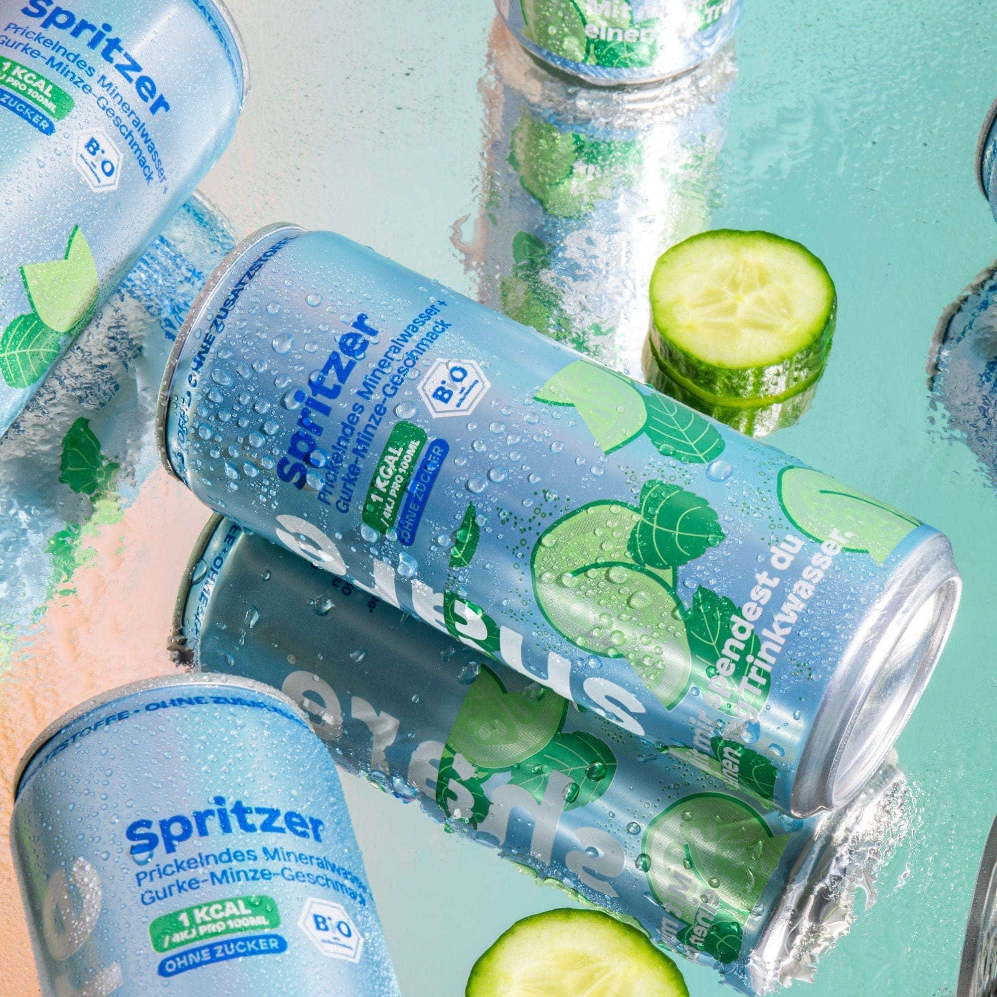share Wasser mit Geschmack Bio Spritzer Gurke Minze - Prickelndes Wasser mit Geschmack ohne Zucker 24x330ml
