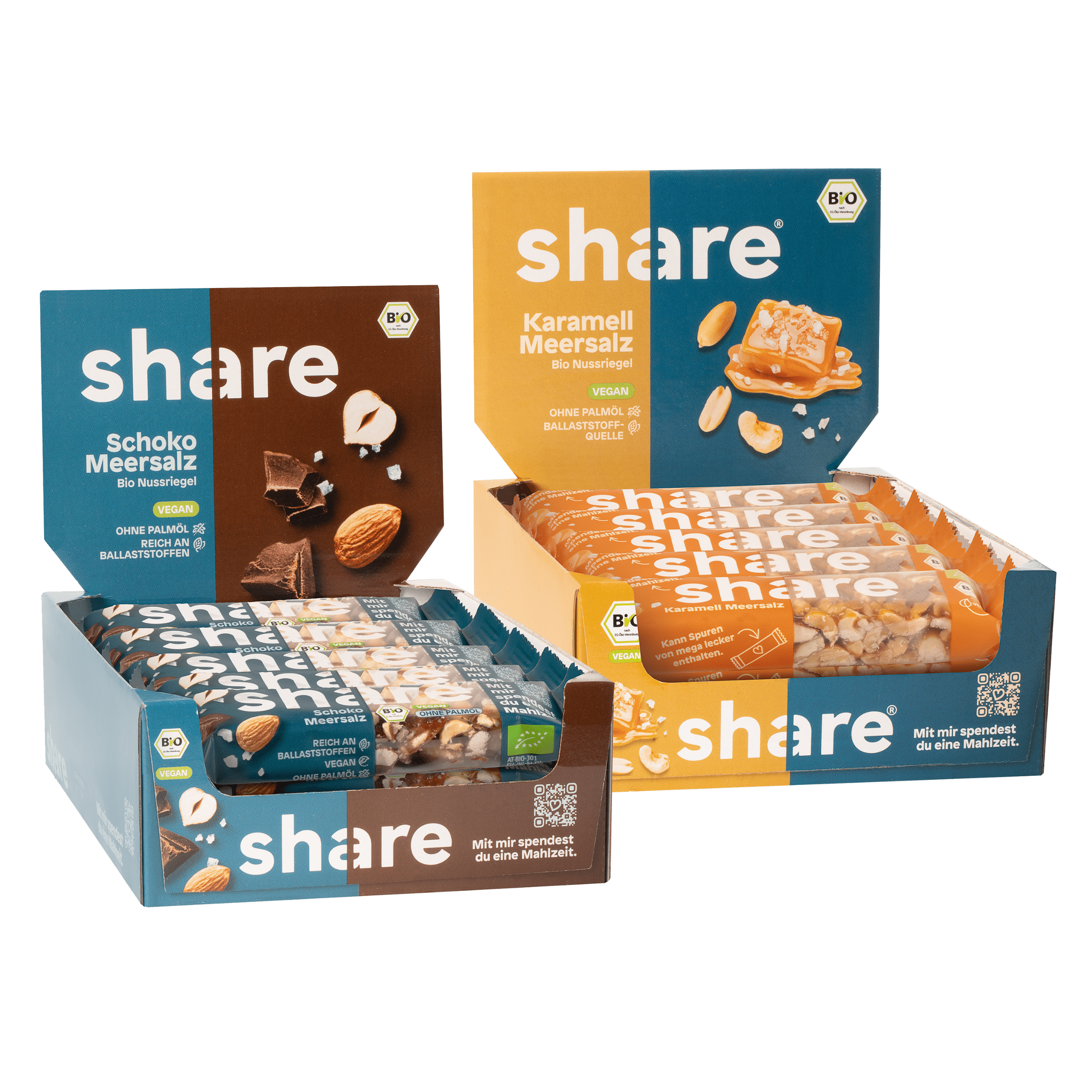 share Bio Nussriegel Bundle Schoko Meersalz & Karamell Meersalz