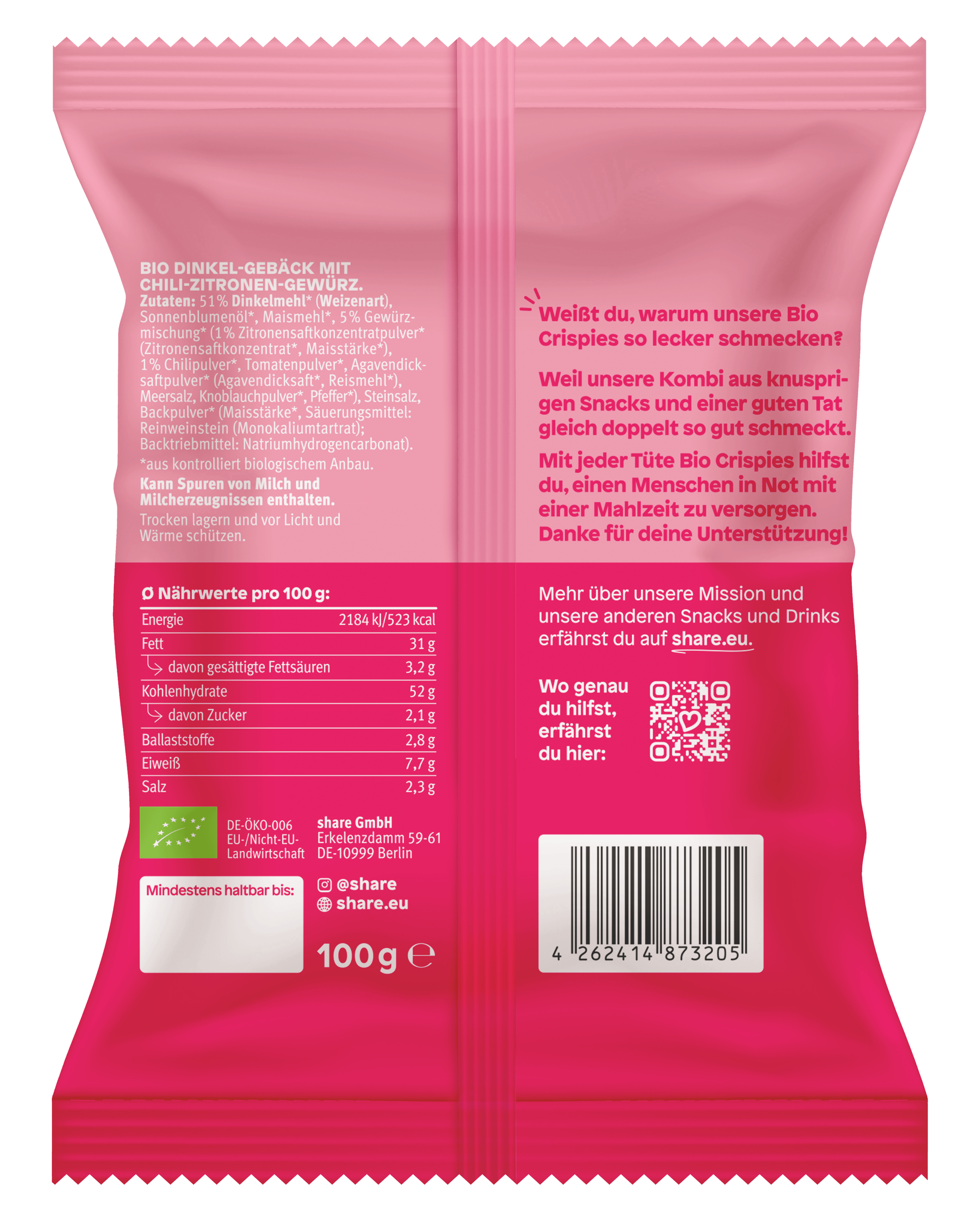 share Chips Bio Crispies Chili Lemon 1x100g 8x100g