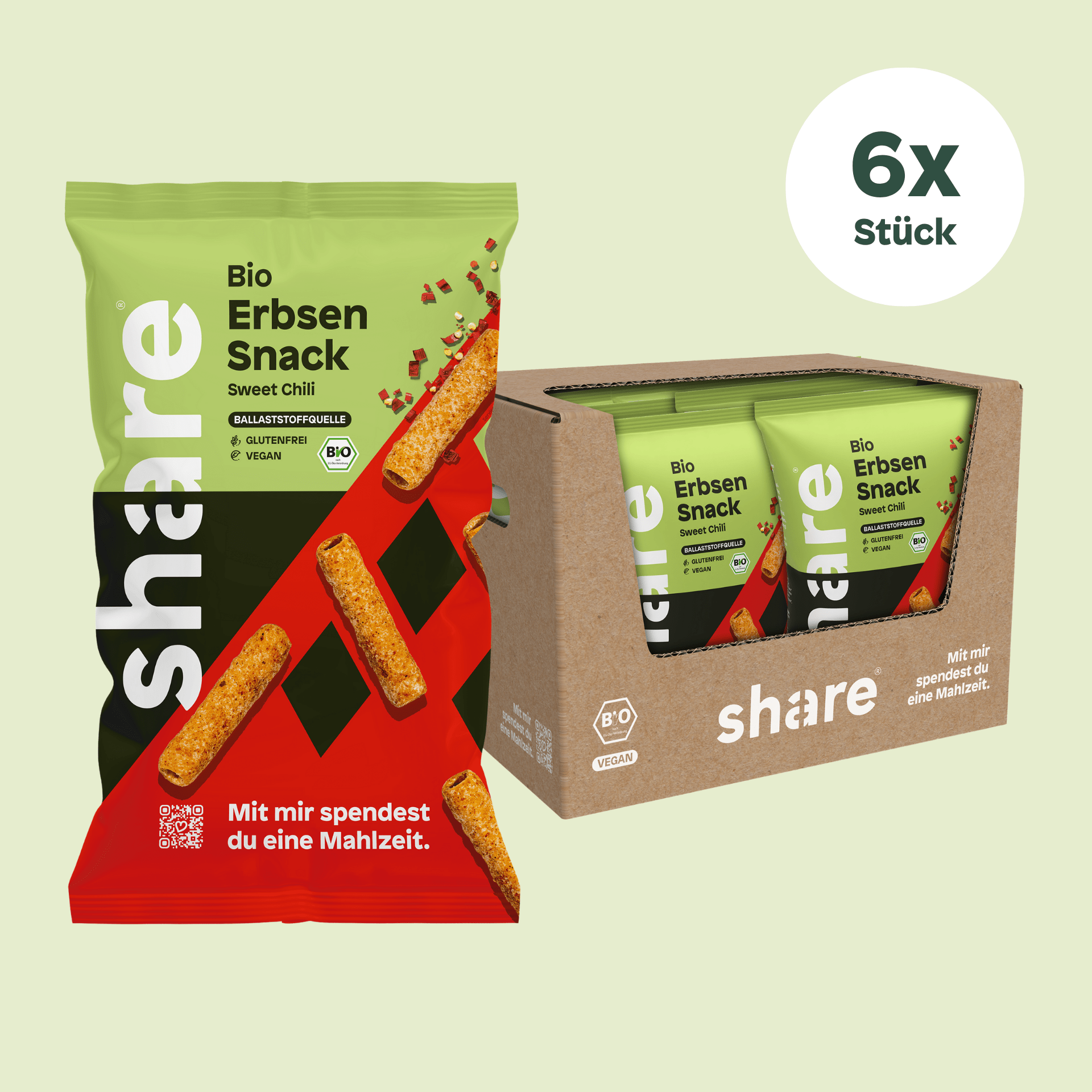 share Chips Bio Erbsen Snack Sweet Chili 6x75g