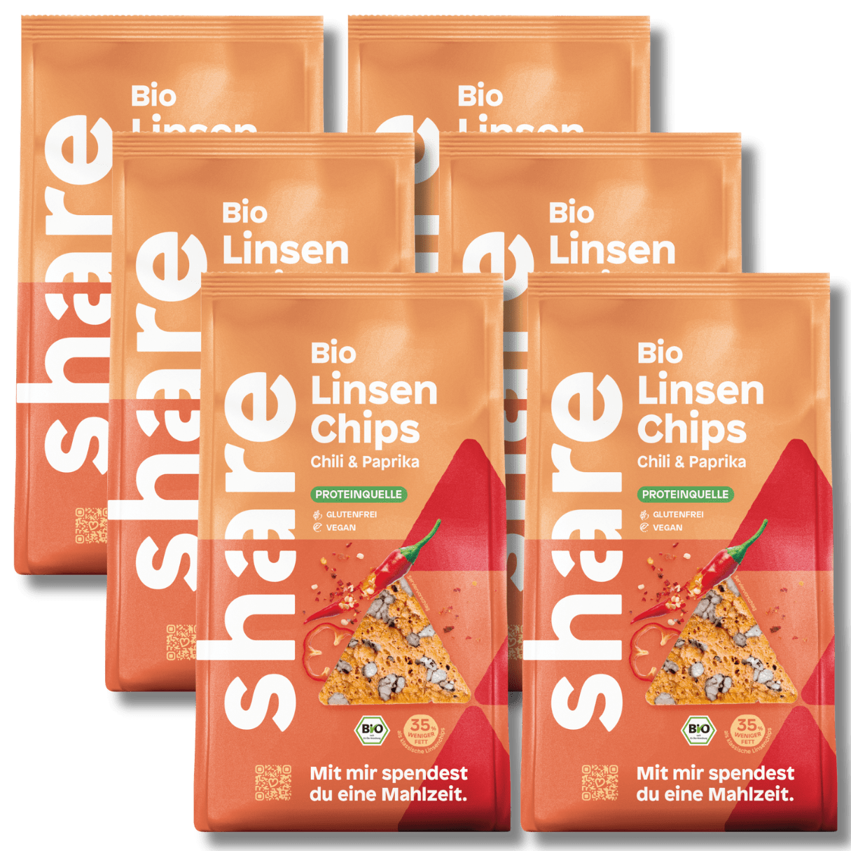 share Chips Bio Linsenchips Chili & Paprika 6x80g