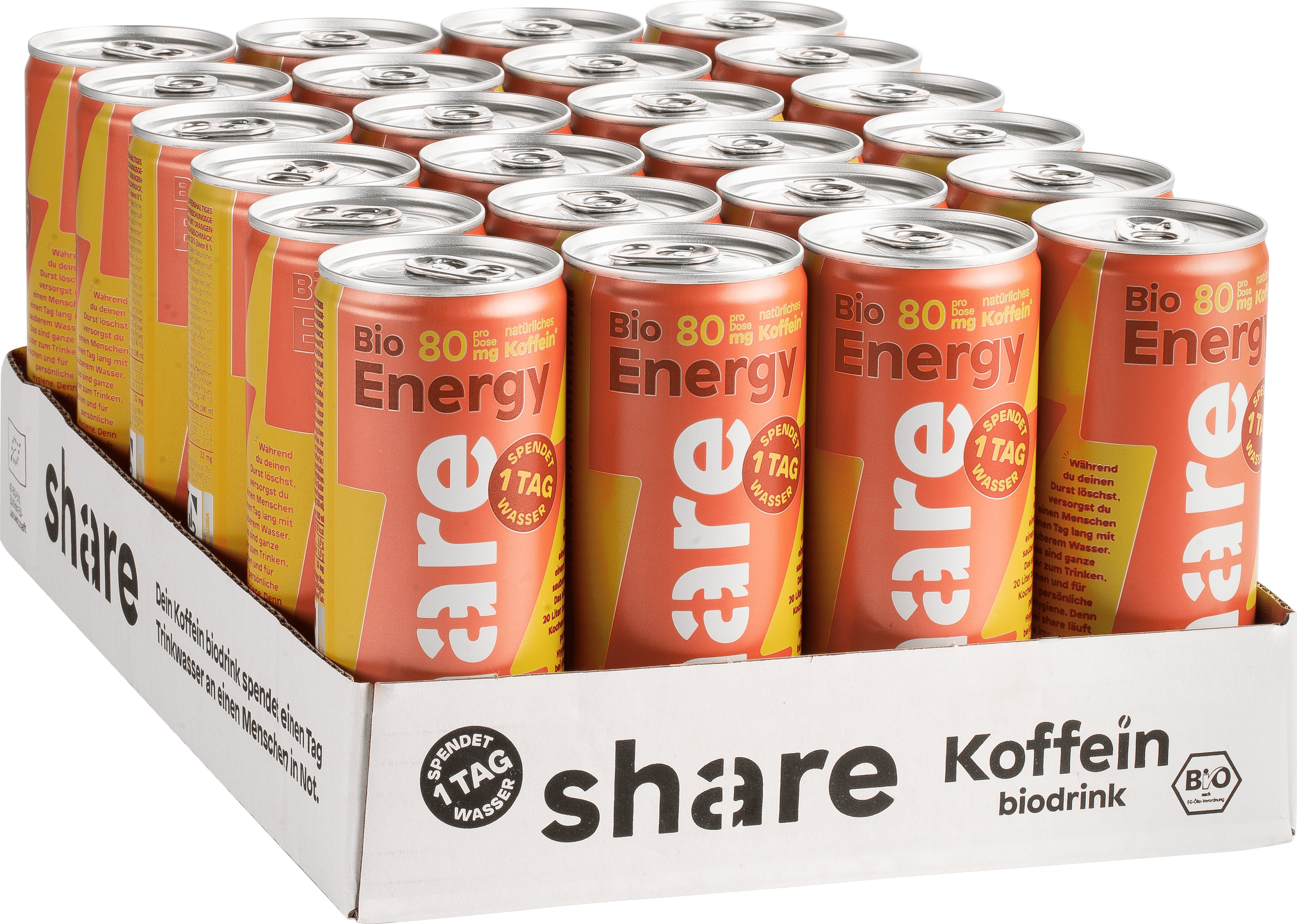 Organic Energy Orange & Peach in an aluminum can – disposable