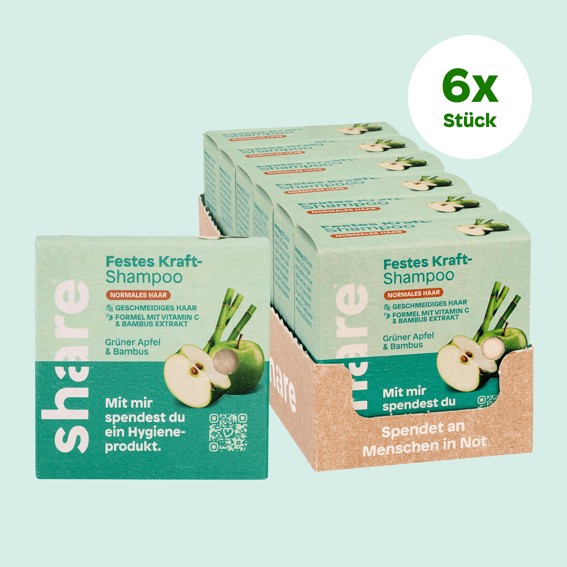 share Festes Shampoo Festes Shampoo Grüner Apfel & Bambus 6x60g