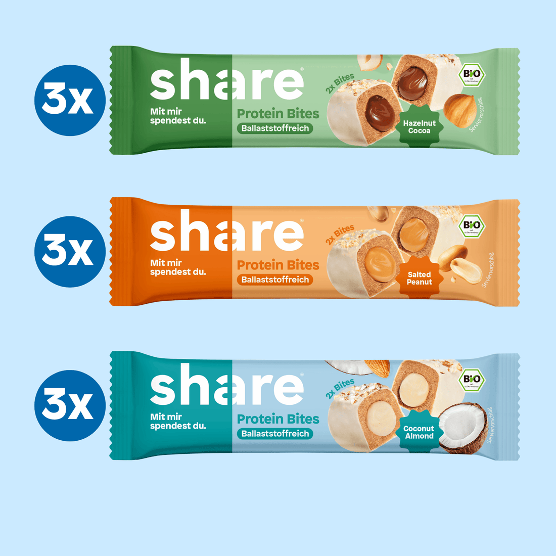 Bio Protein Bites Probierpaket – 3 Sorten entdecken | share GmbH