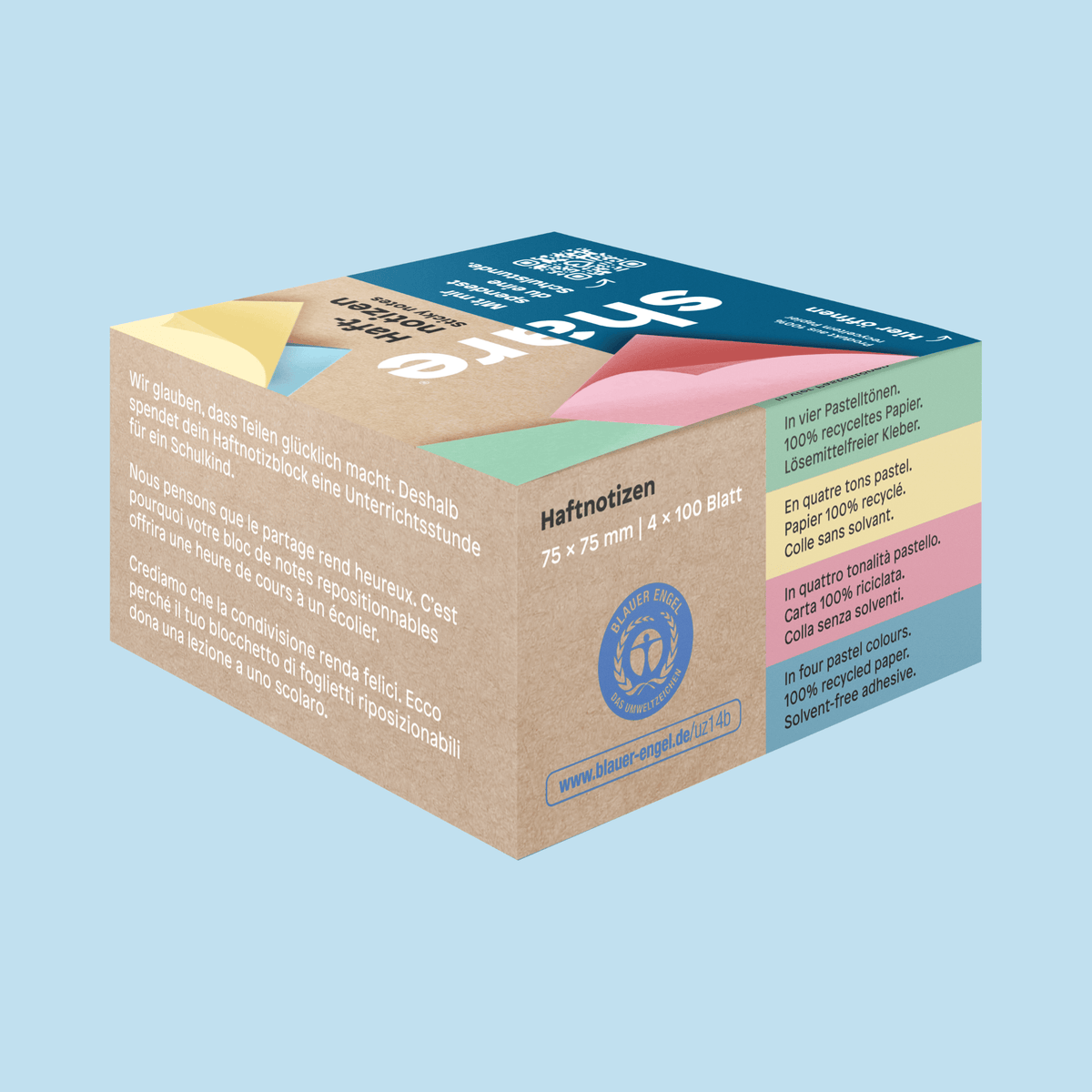 share Haftnotizen / Papierwürfel Haftnotizblock 4er-Pack (100 Blatt) 4x100 Blatt