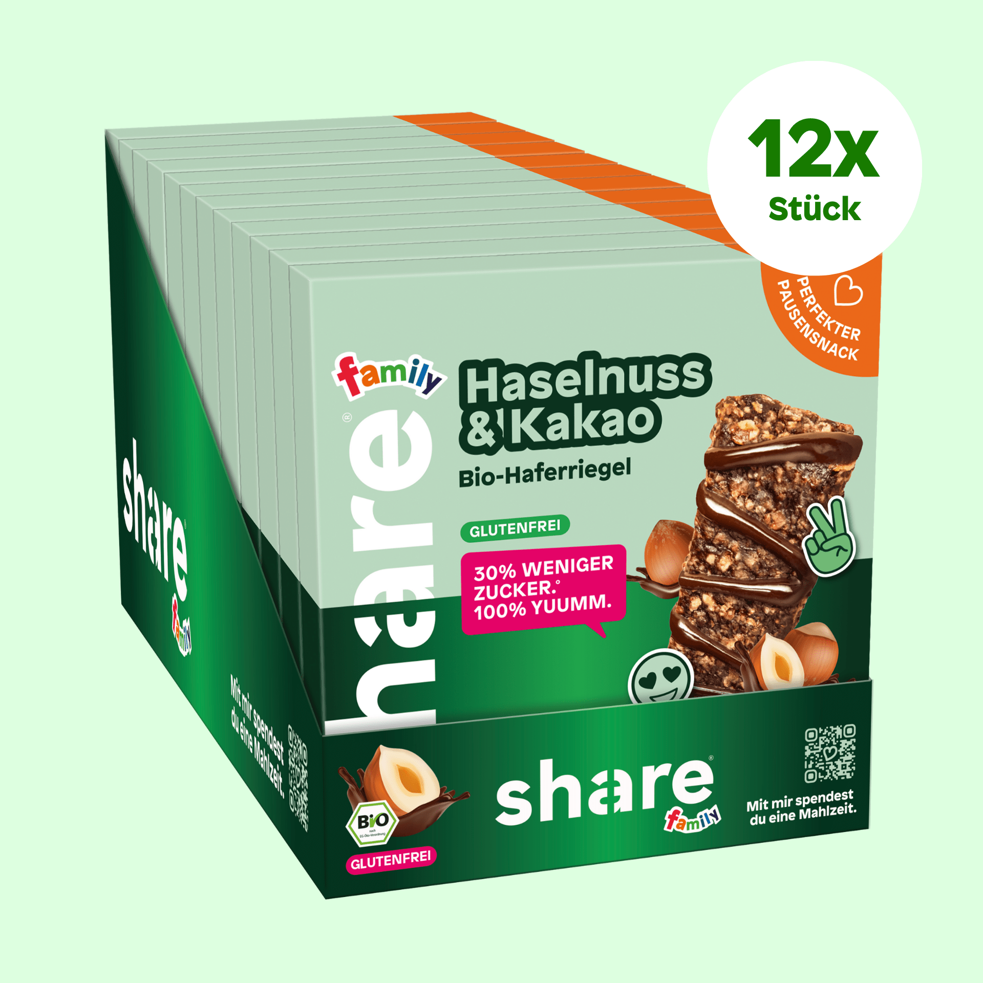 share Müsliriegel Family Bio Bar Haselnuss & Kakao 12x(3x25g)