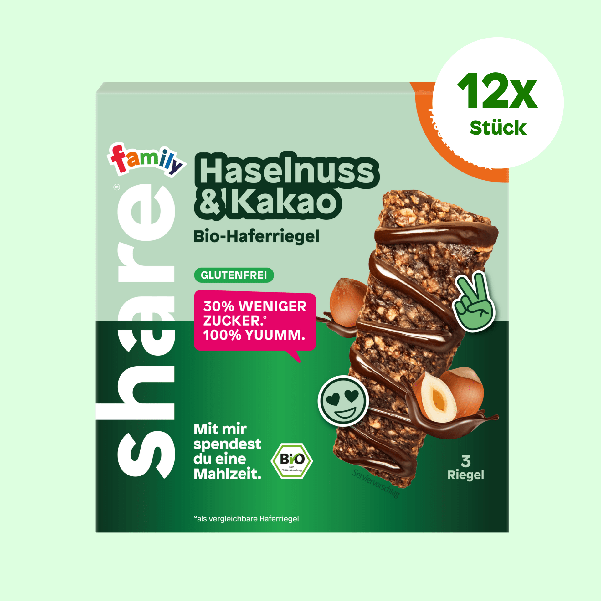 share Müsliriegel Family Bio Bar Haselnuss & Kakao 12x(3x25g)