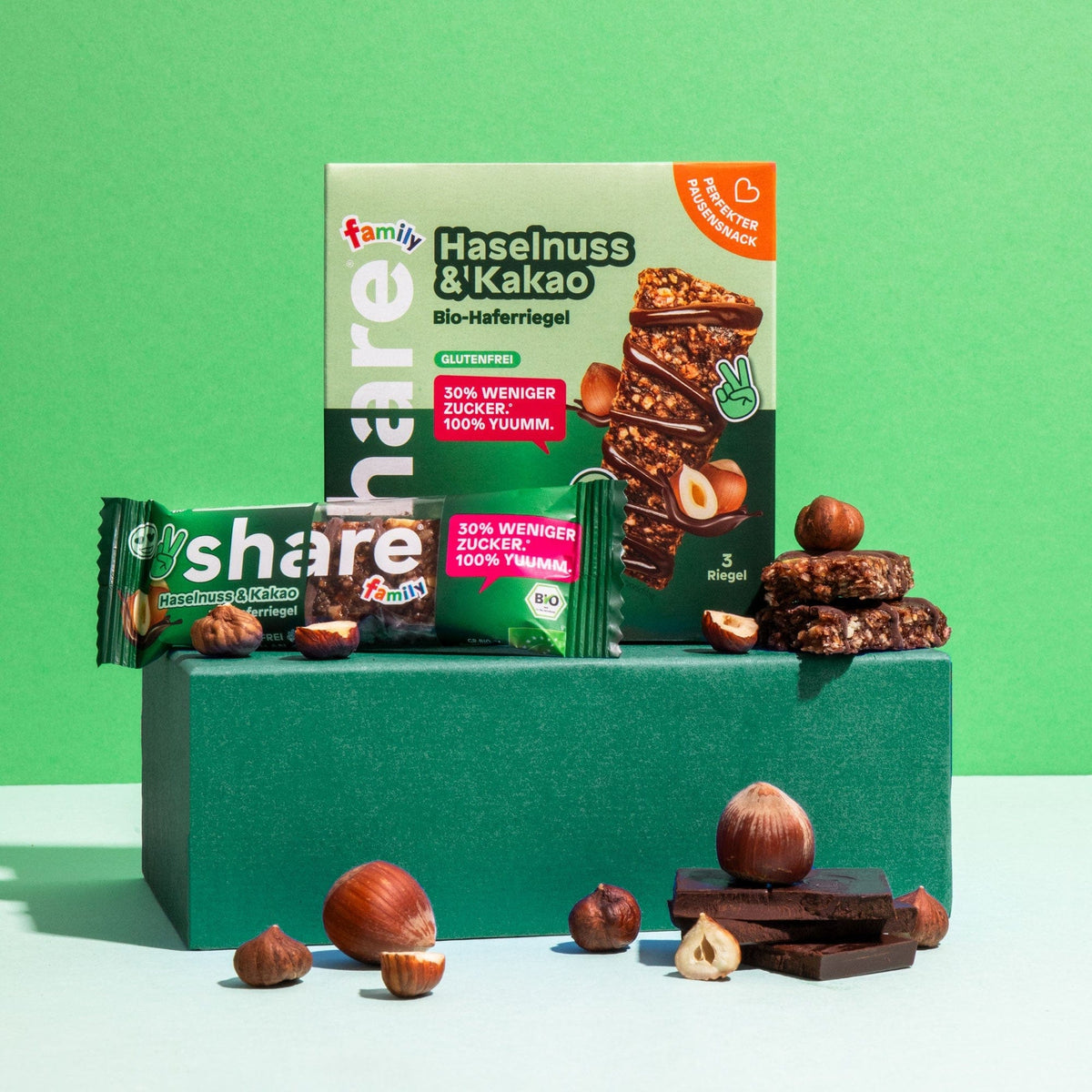 share Bio Family Bar Haselnuss & Kakao – Glutenfrei, Vegan und 30% ...