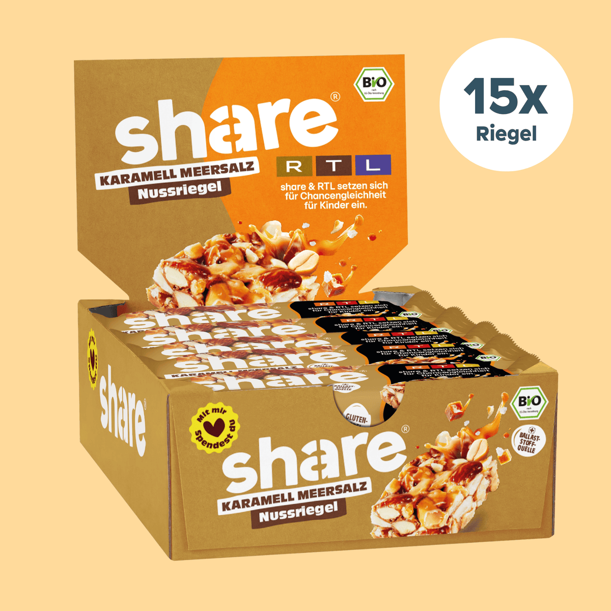 share Nussriegel Bio Nussriegel Karamell Meersalz 15x35g