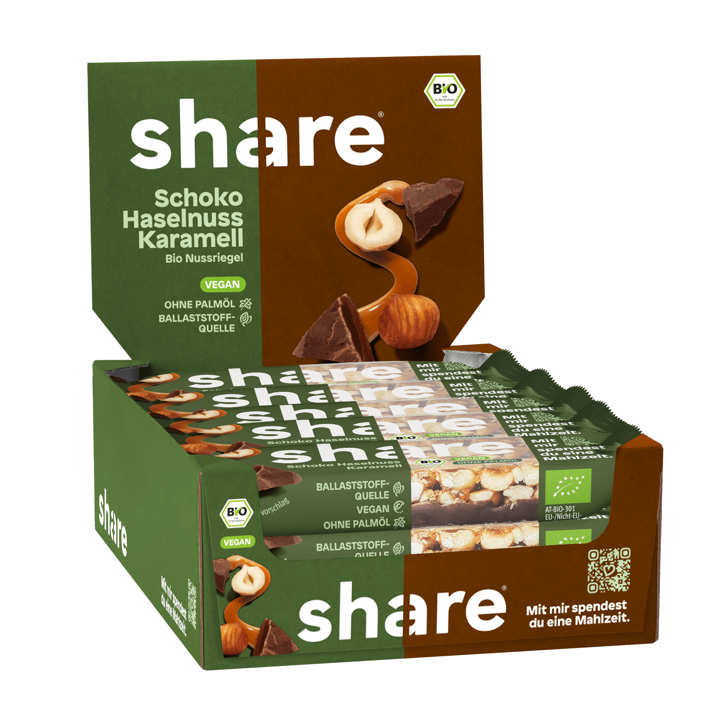 share Nussriegel Bio Nussriegel Schoko Haselnuss Karamell 15x35g