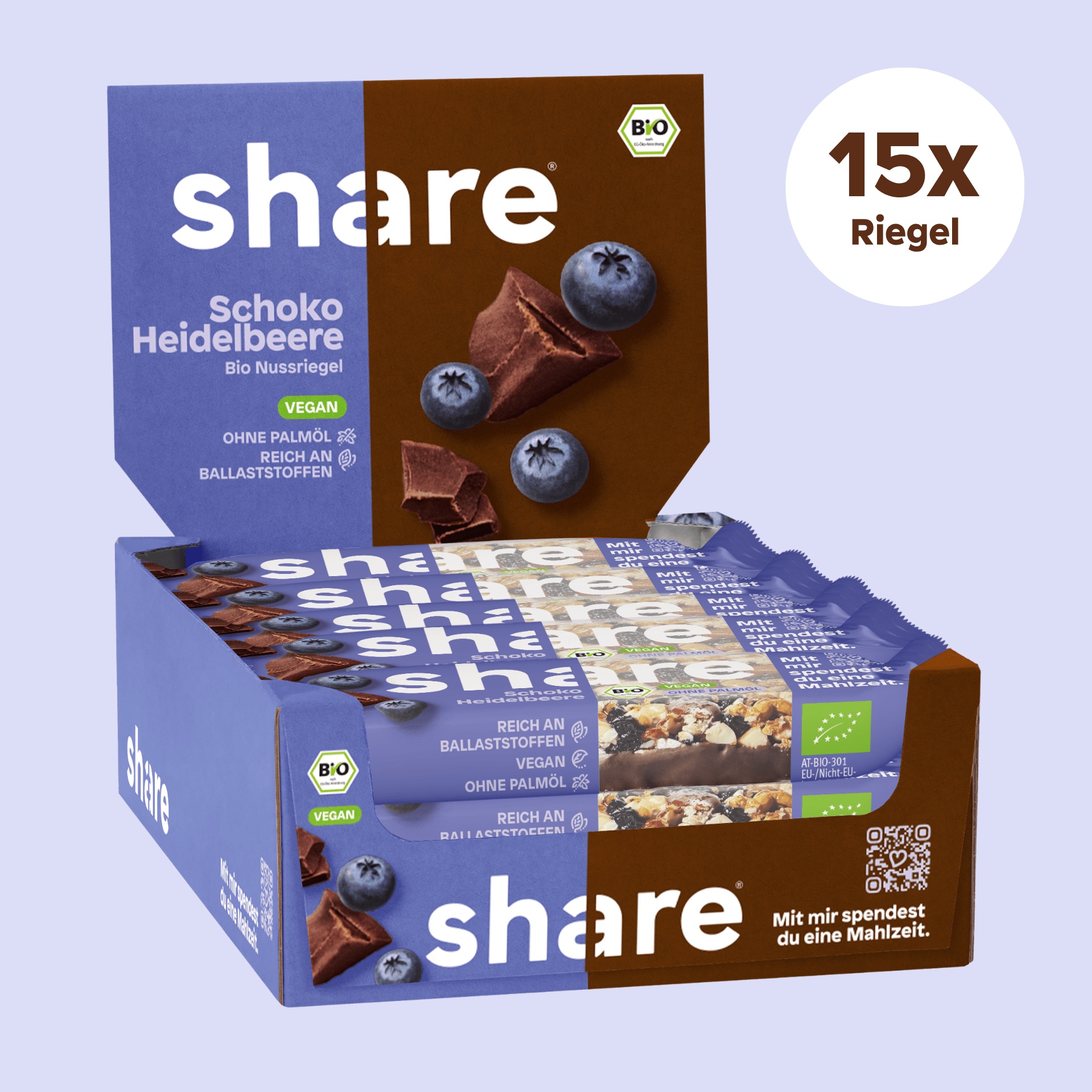 share Nussriegel Bio Nussriegel Schoko & Heidelbeere 15x35g
