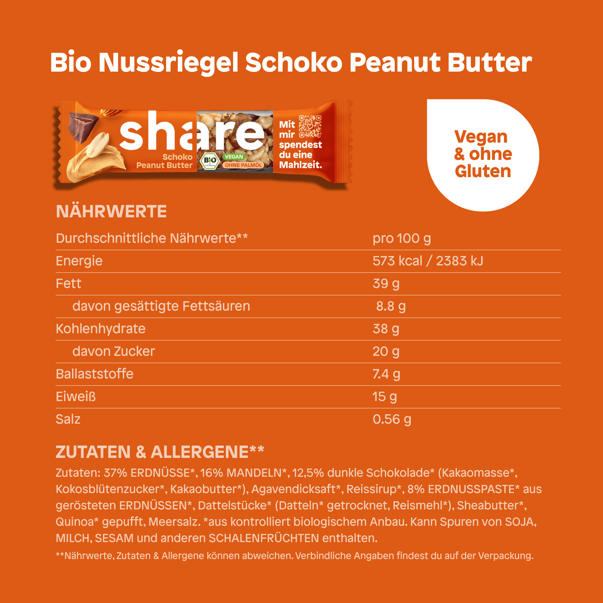 share Nussriegel Bio Nussriegel Schoko Peanut Butter 15x35g