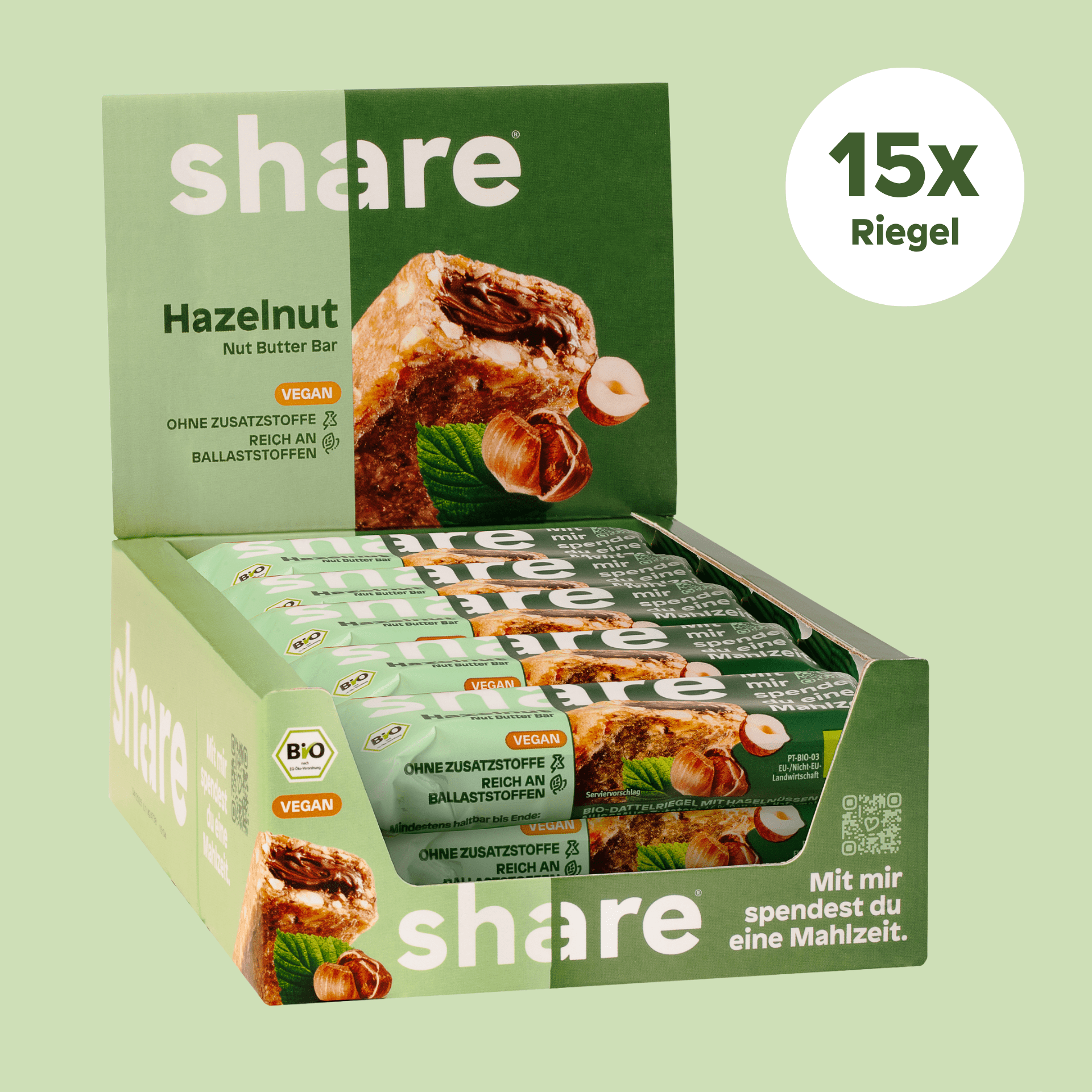 share Nussriegel Bio Nut Butter Bar Hazelnut 15x50g