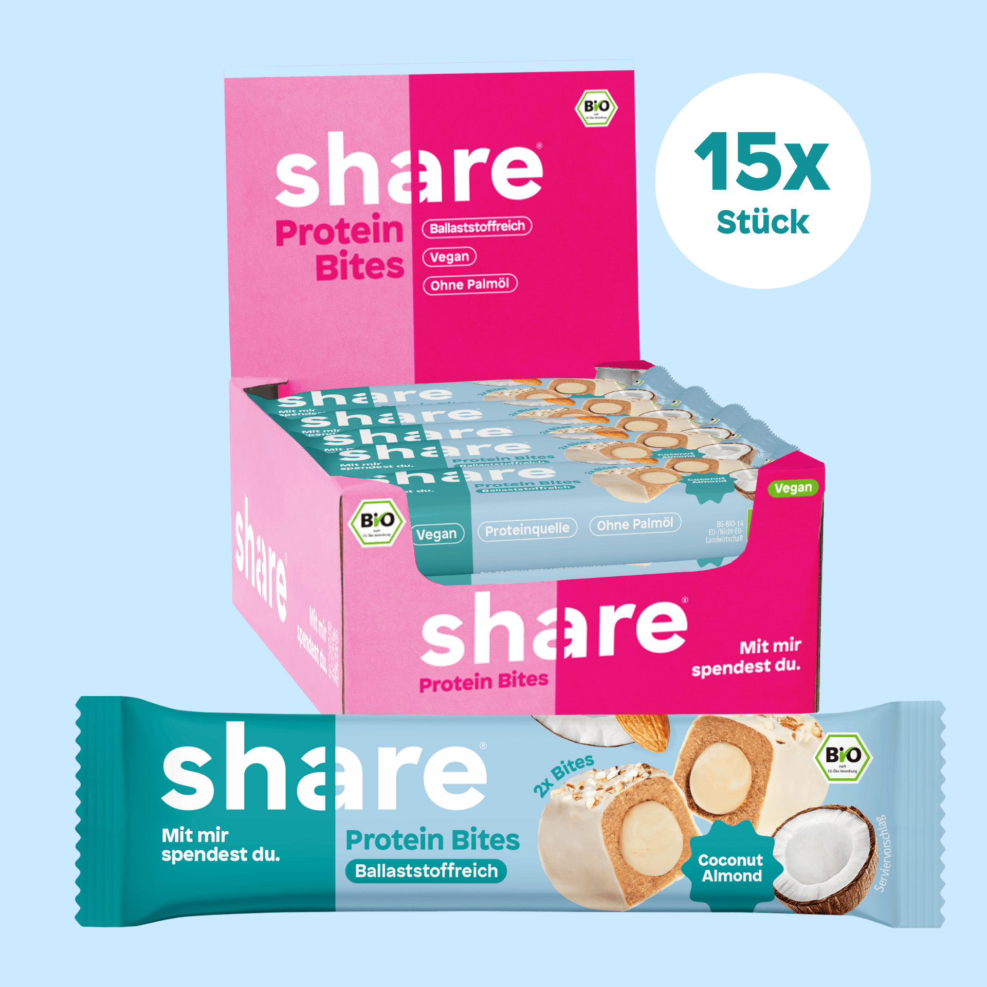 share Proteinriegel Bio Protein Bites Coconut Almond 15x40g