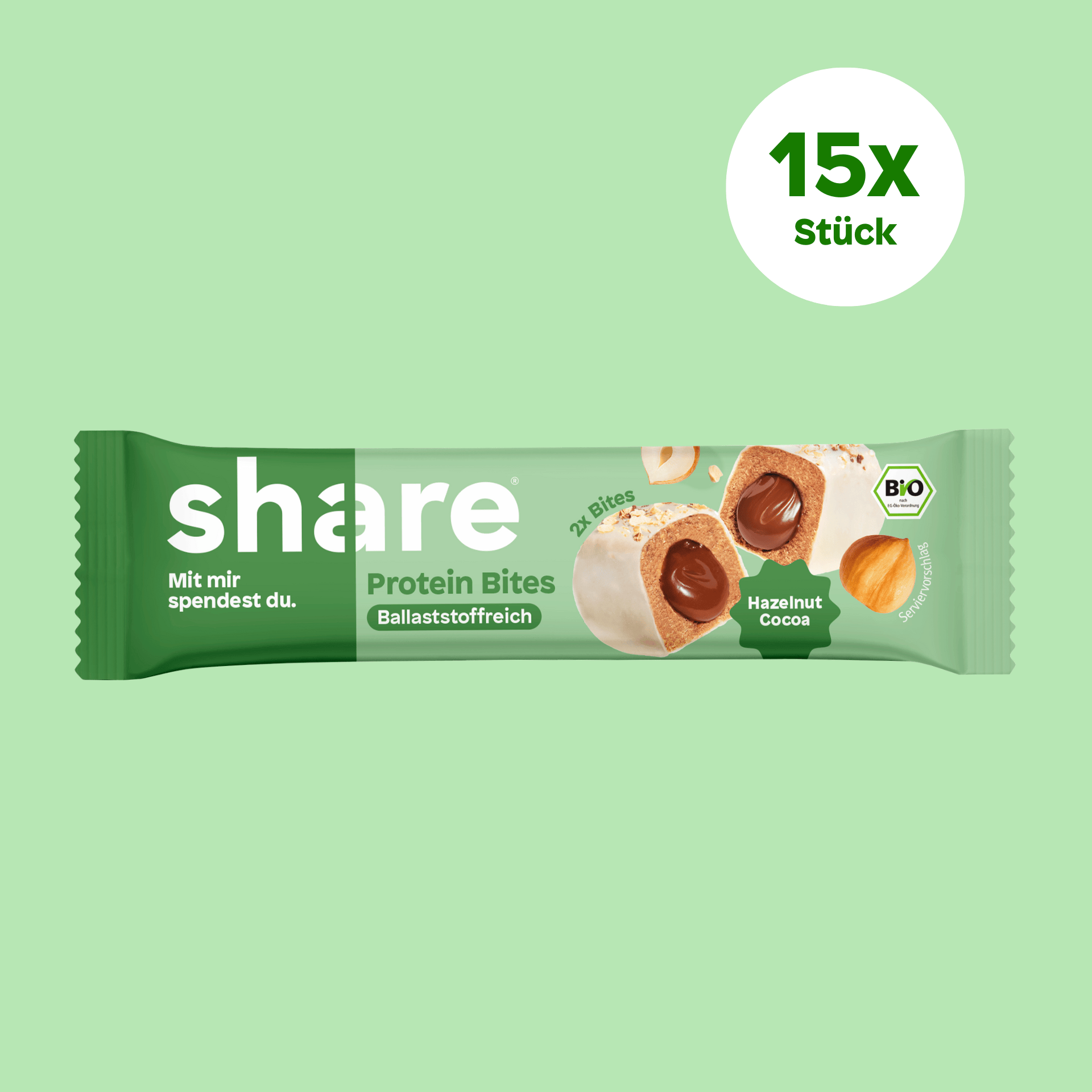 share Proteinriegel Bio Protein Bites Hazelnut Cocoa 15x40g