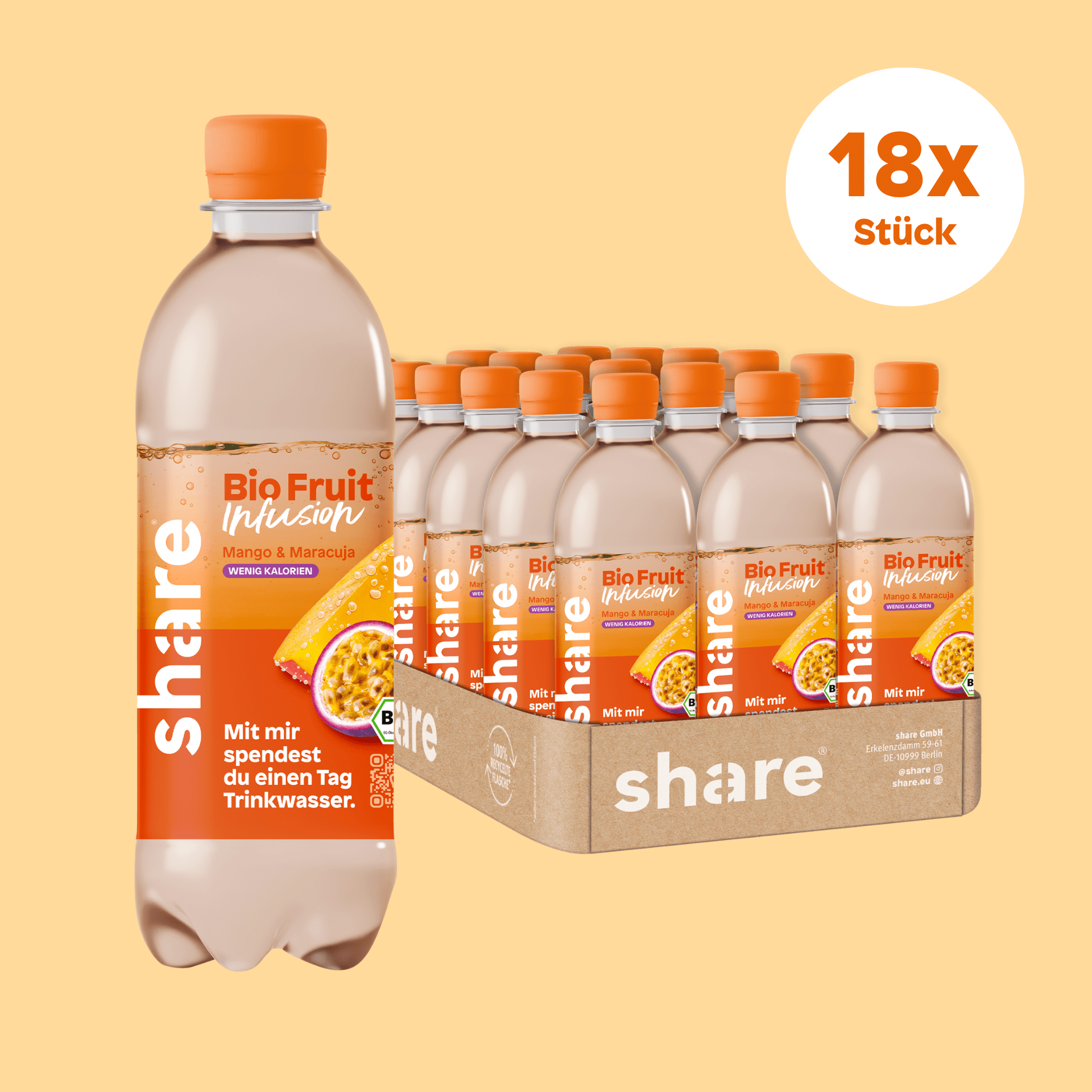 share Saftgetränke Bio Fruit Infusion Mango Maracuja 18x0,5L