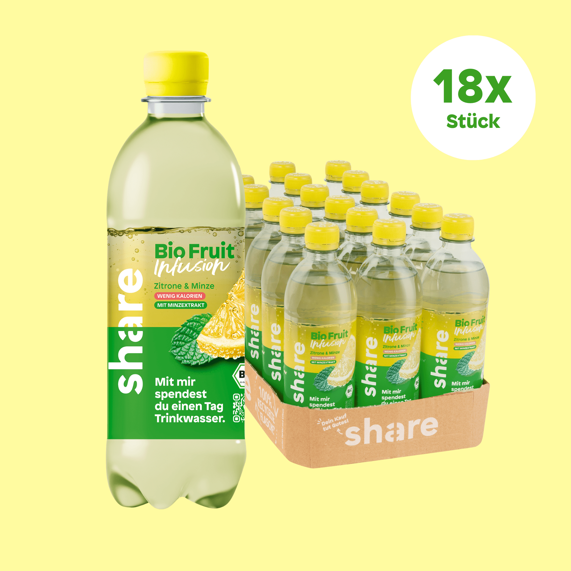 share Saftgetränke Bio Fruit Infusion Zitrone Minze 18x0,5L