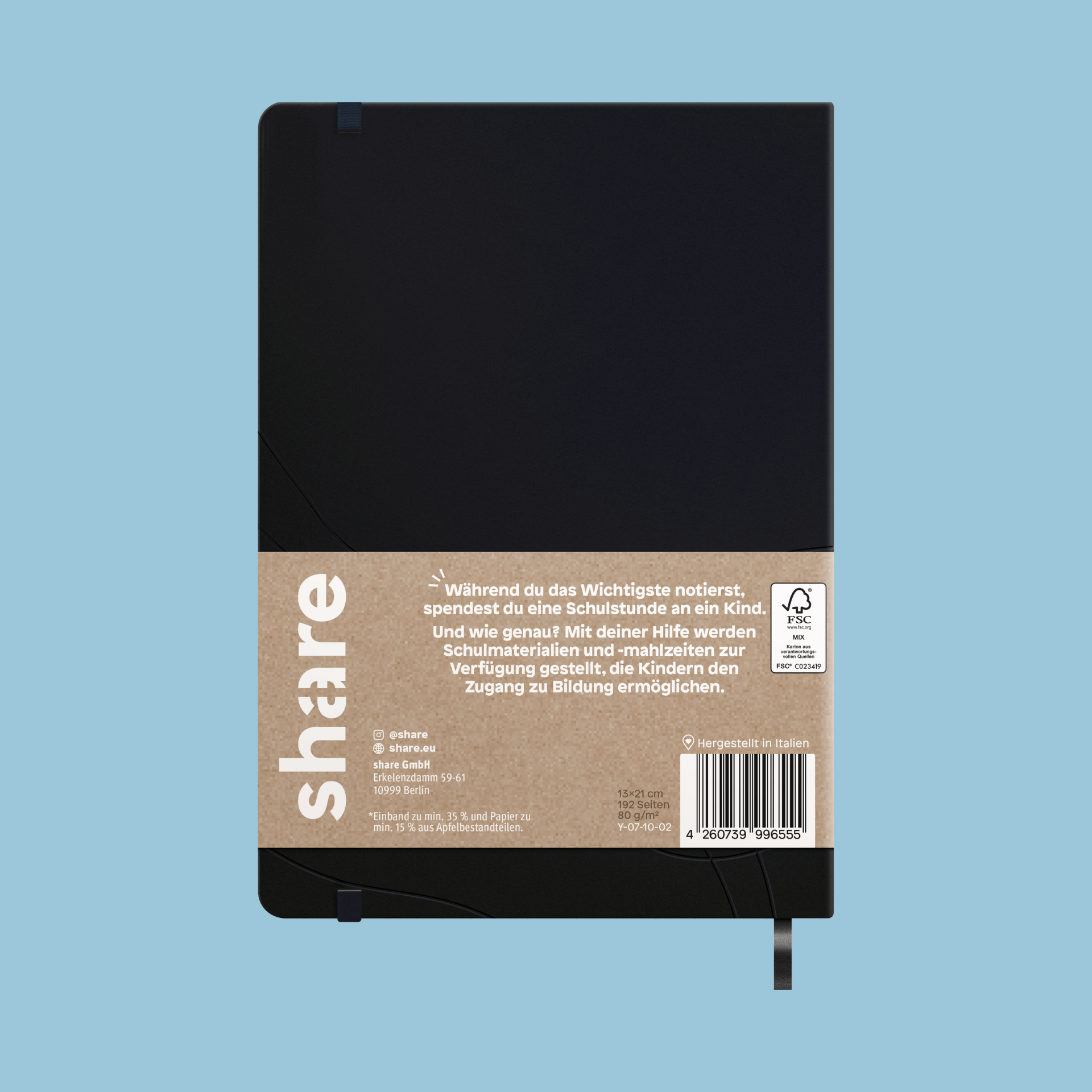share Schreibhefte Notizbuch A5 blanko schwarz 1x