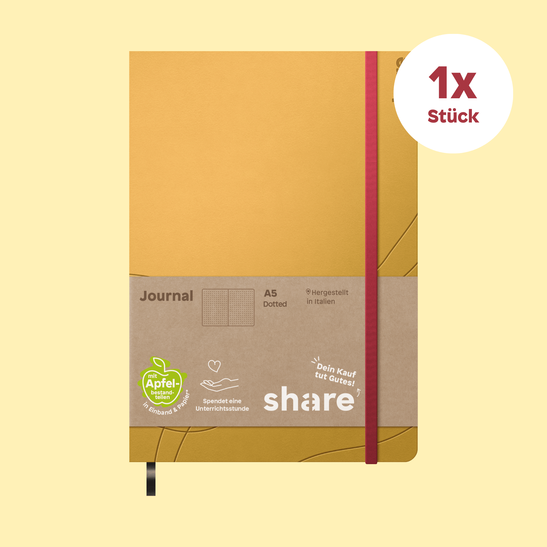 share Schreibhefte Notizbuch A5 punktkariert gelb 1x