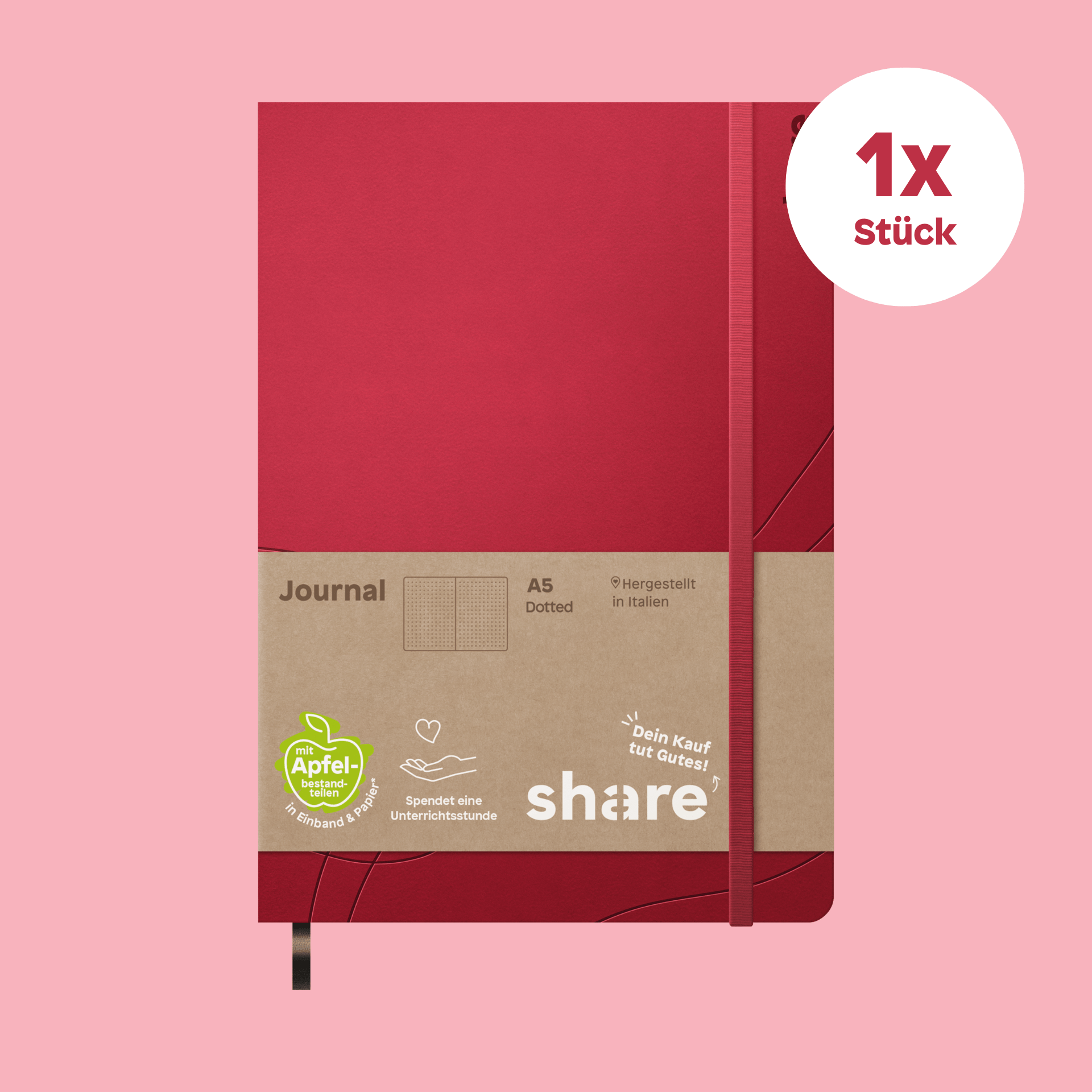share Schreibhefte Notizbuch A5 punktkariert rot 1x