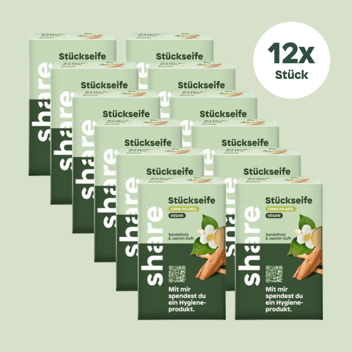 Stückseife Sandelholz & Jasmin 12x100g