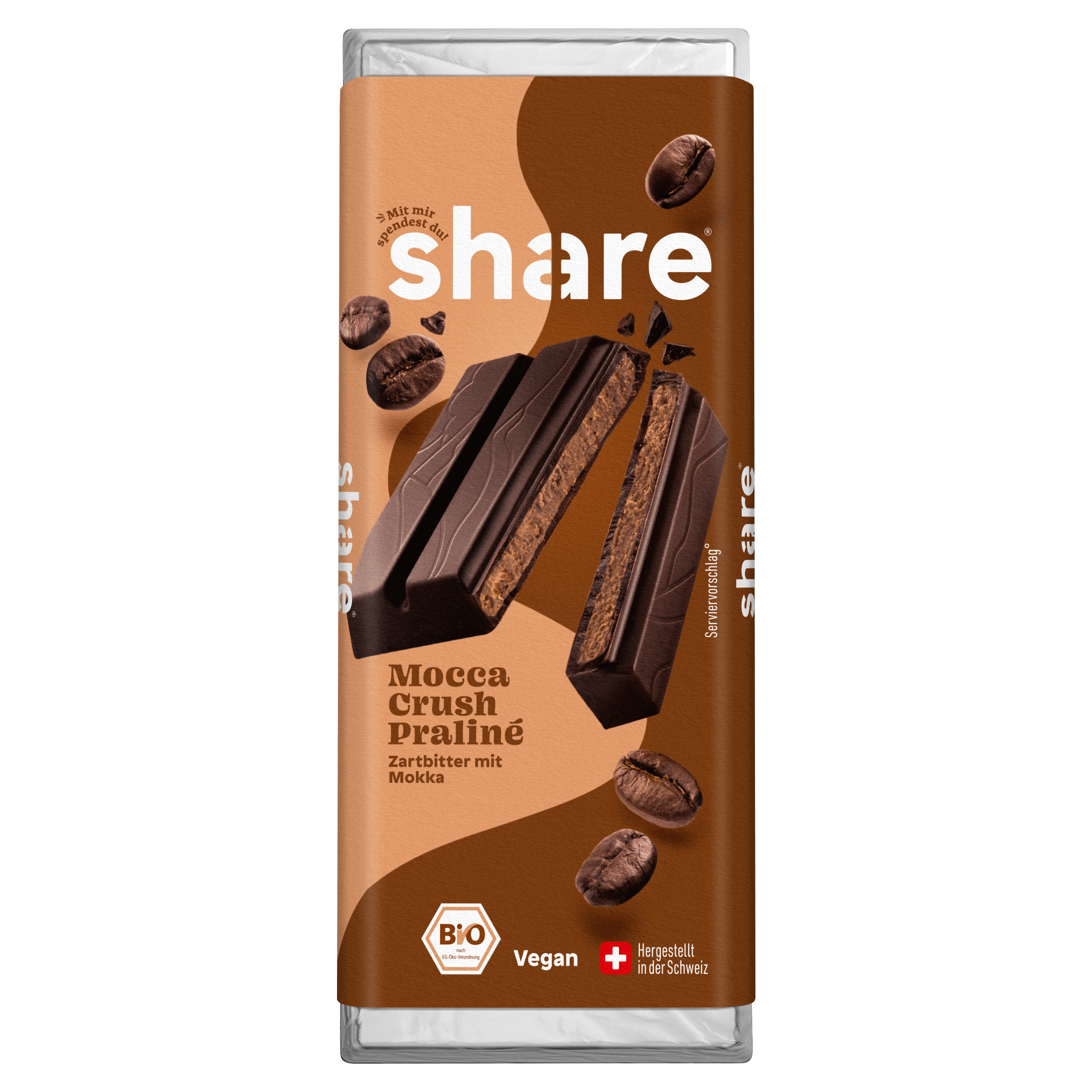 share Tafelschokolade Bio Tafelschokolade Mocca Crush Praliné Zartbitter mit Mokka 1x80g 12x80g