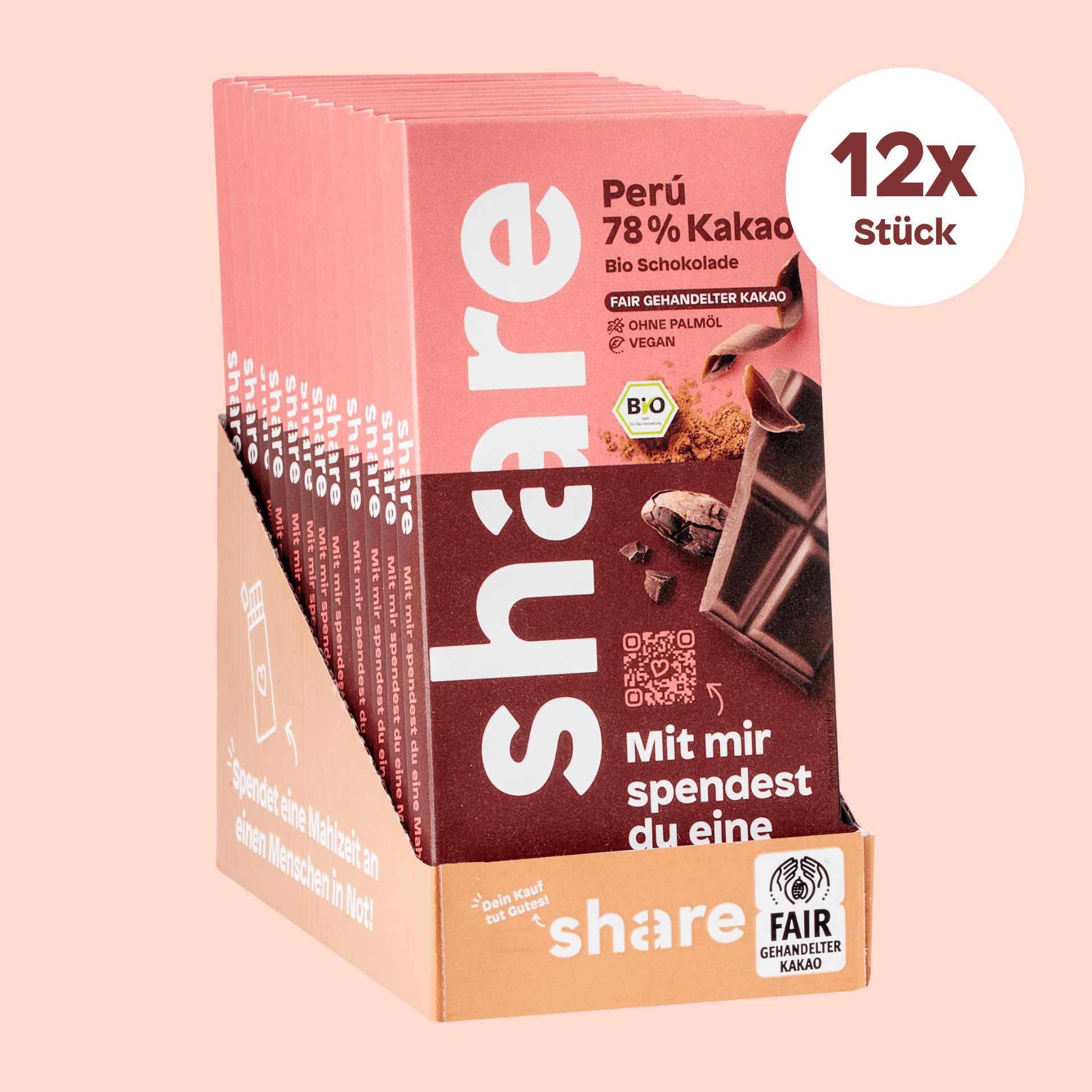 share Tafelschokolade Vegane Bio Schokoladentafel Edelbitter Peru (78% Kakao) 12x100g
