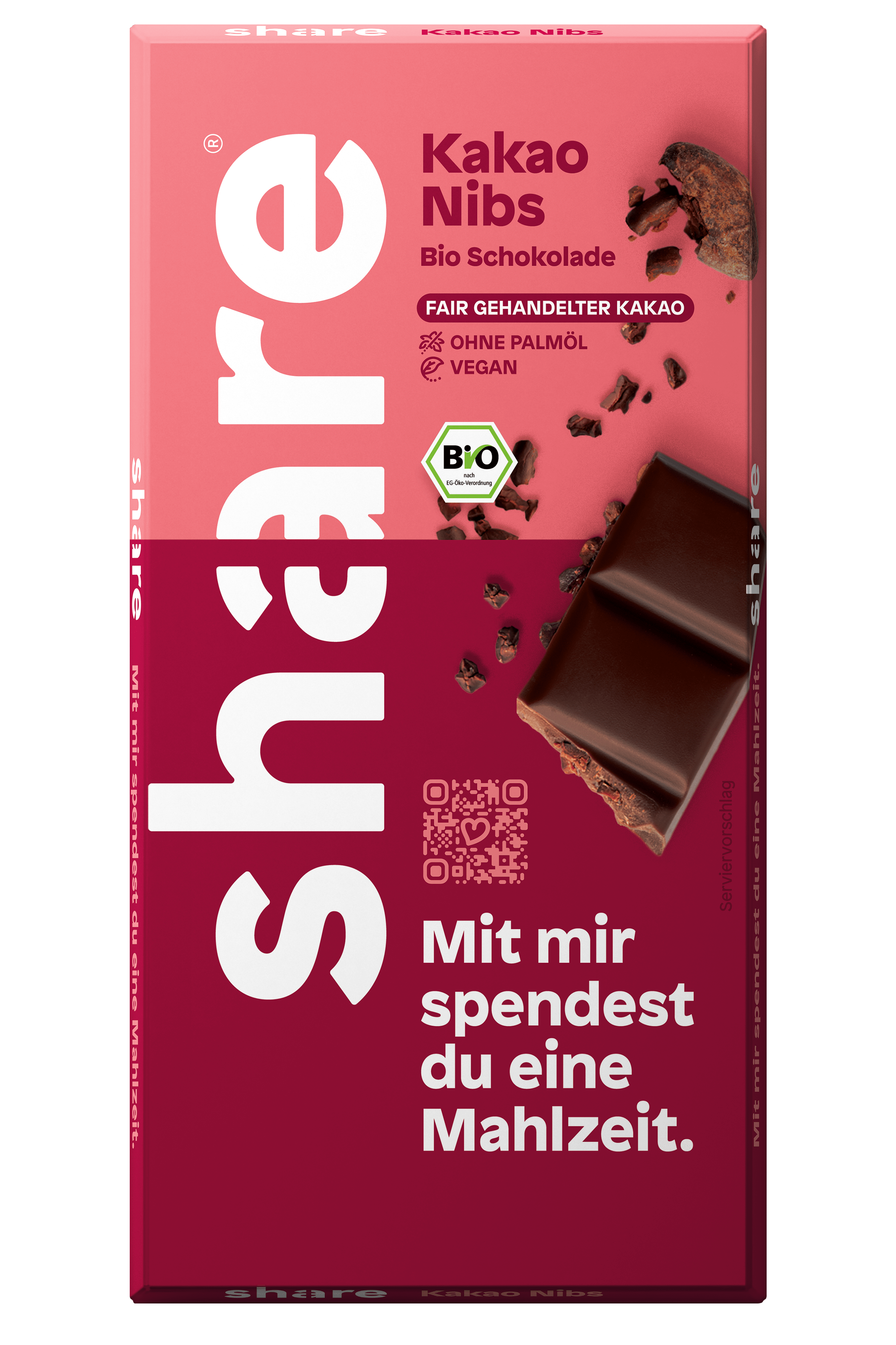 share Tafelschokolade Vegane Bio Schokoladentafel Kakao Nibs 12x100g