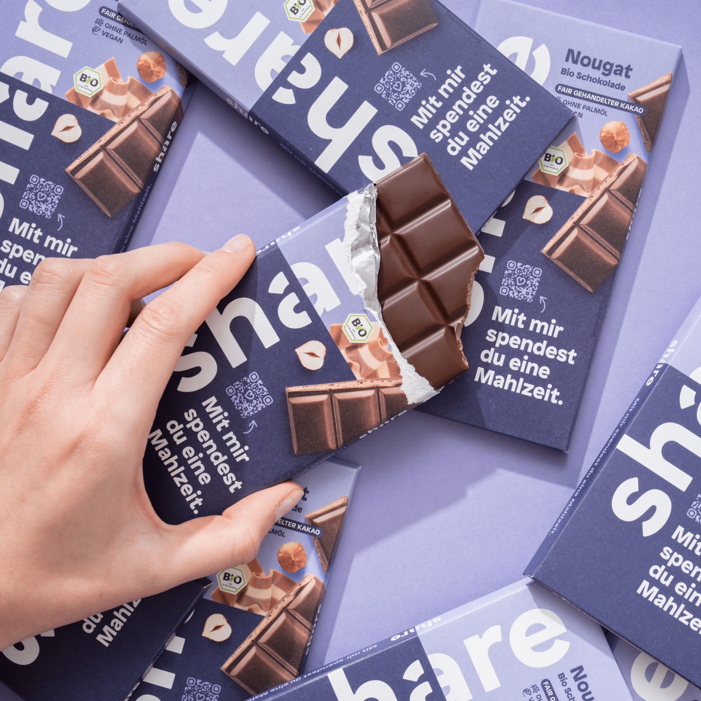 share Tafelschokolade Vegane Bio Schokoladentafel Nougat 12x100g