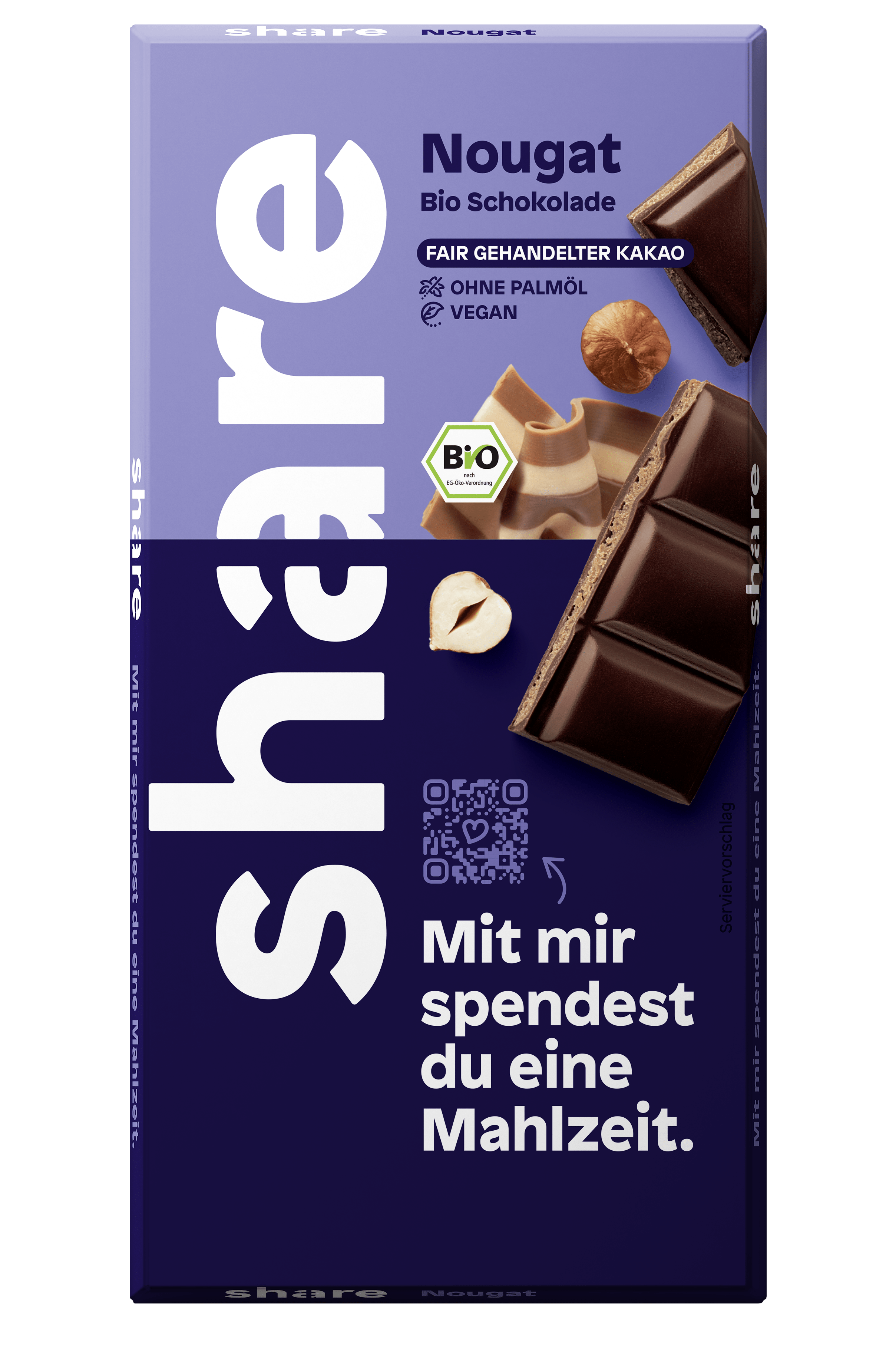 share Tafelschokolade Vegane Bio Schokoladentafel Nougat 12x100g