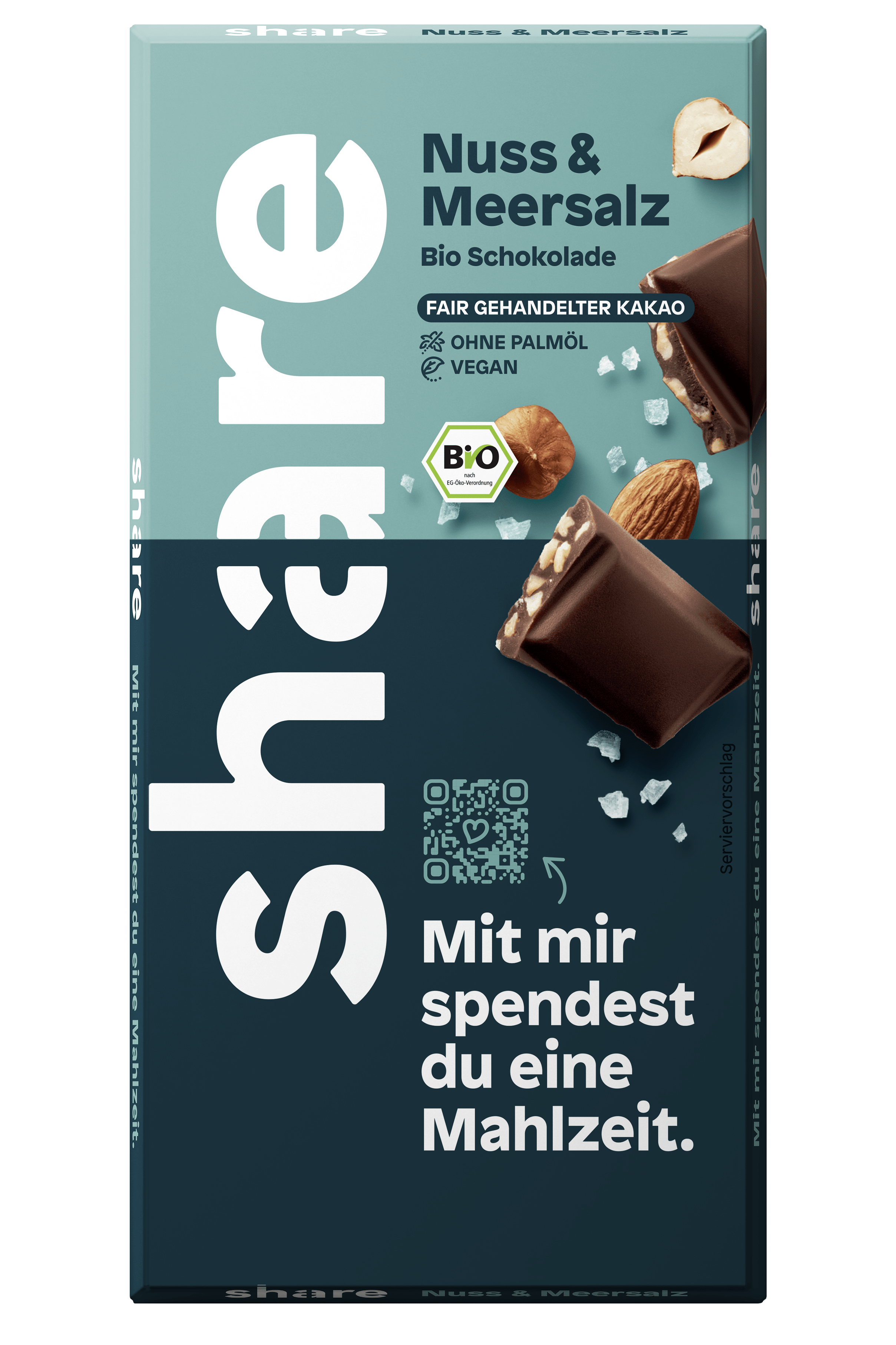 share Tafelschokolade Vegane Bio Schokoladentafel Nuss & Meersalz 12x100g