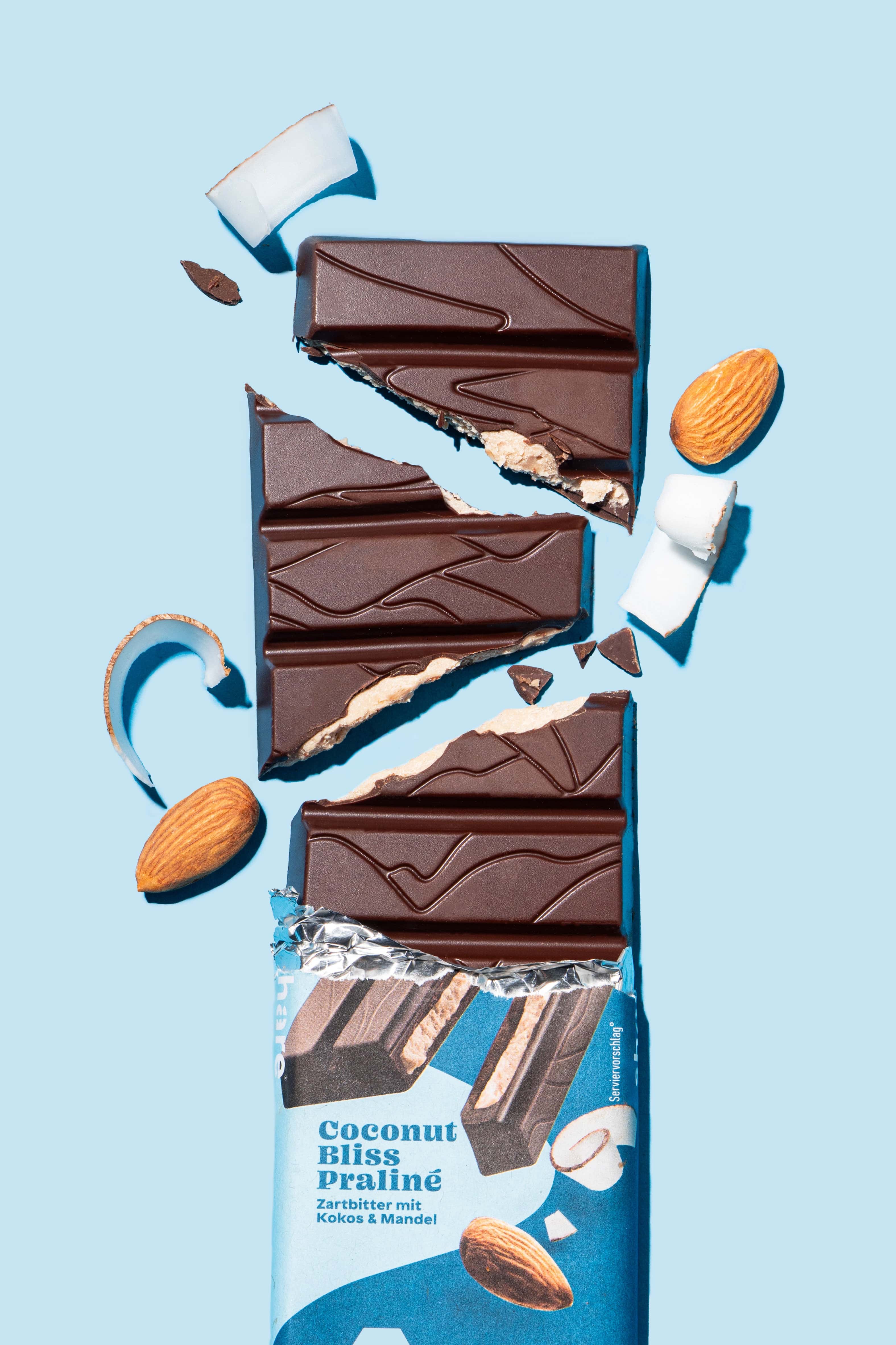 share Tafelschokolade Vegane Schokoladentafel Coconut Bliss Praliné 12x80g