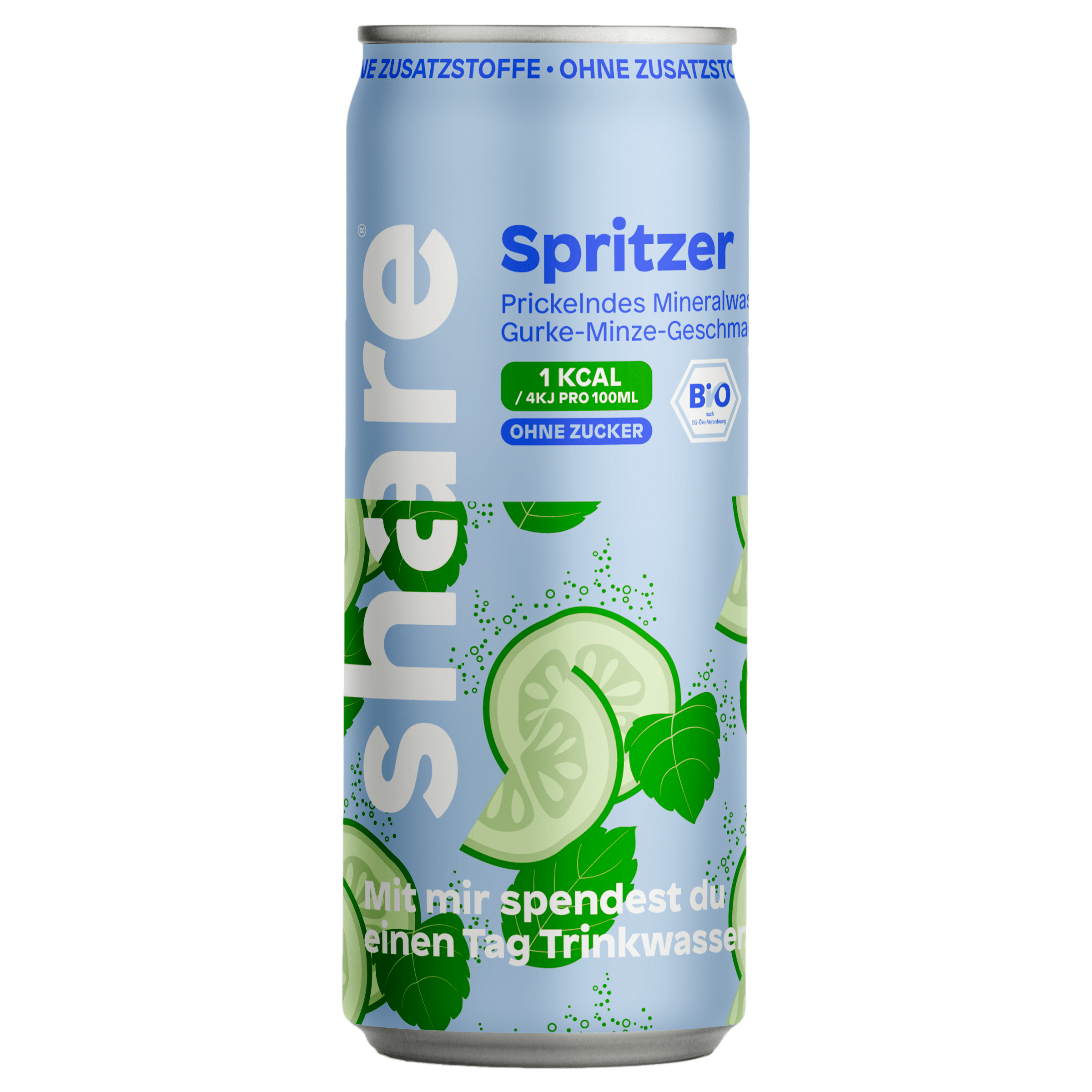 share Wasser mit Geschmack Bio Spritzer Gurke Minze - Prickelndes Wasser mit Geschmack ohne Zucker 24x330ml